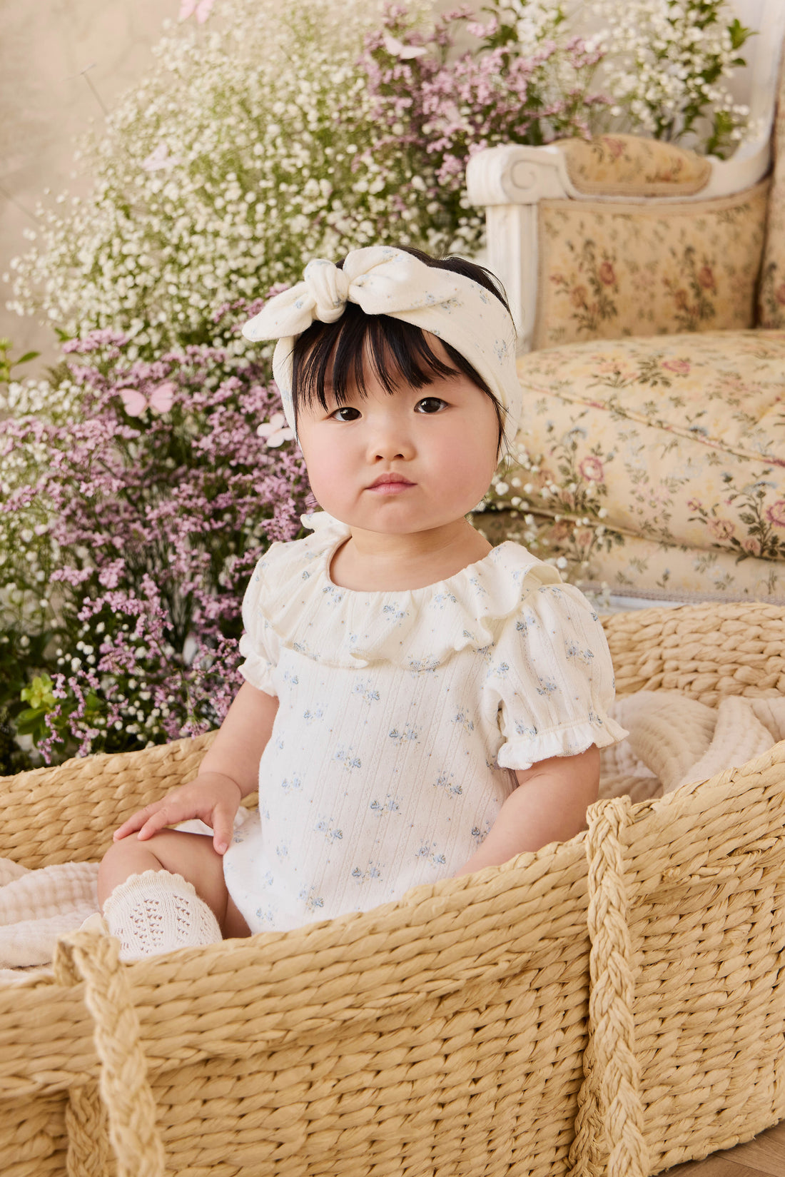 Organic Cotton Pointelle Marlene Bodysuit - Molly Blue Childrens Bodysuit from Jamie Kay NZ