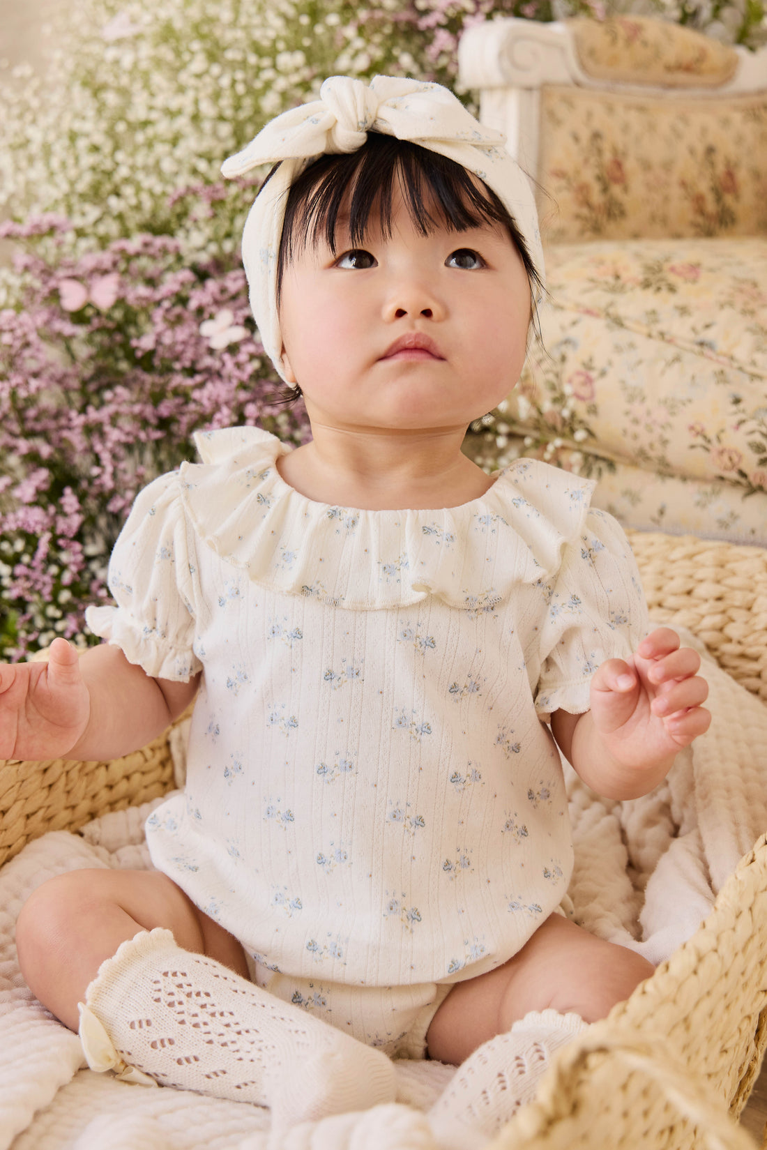 Organic Cotton Pointelle Marlene Bodysuit - Molly Blue Childrens Bodysuit from Jamie Kay NZ