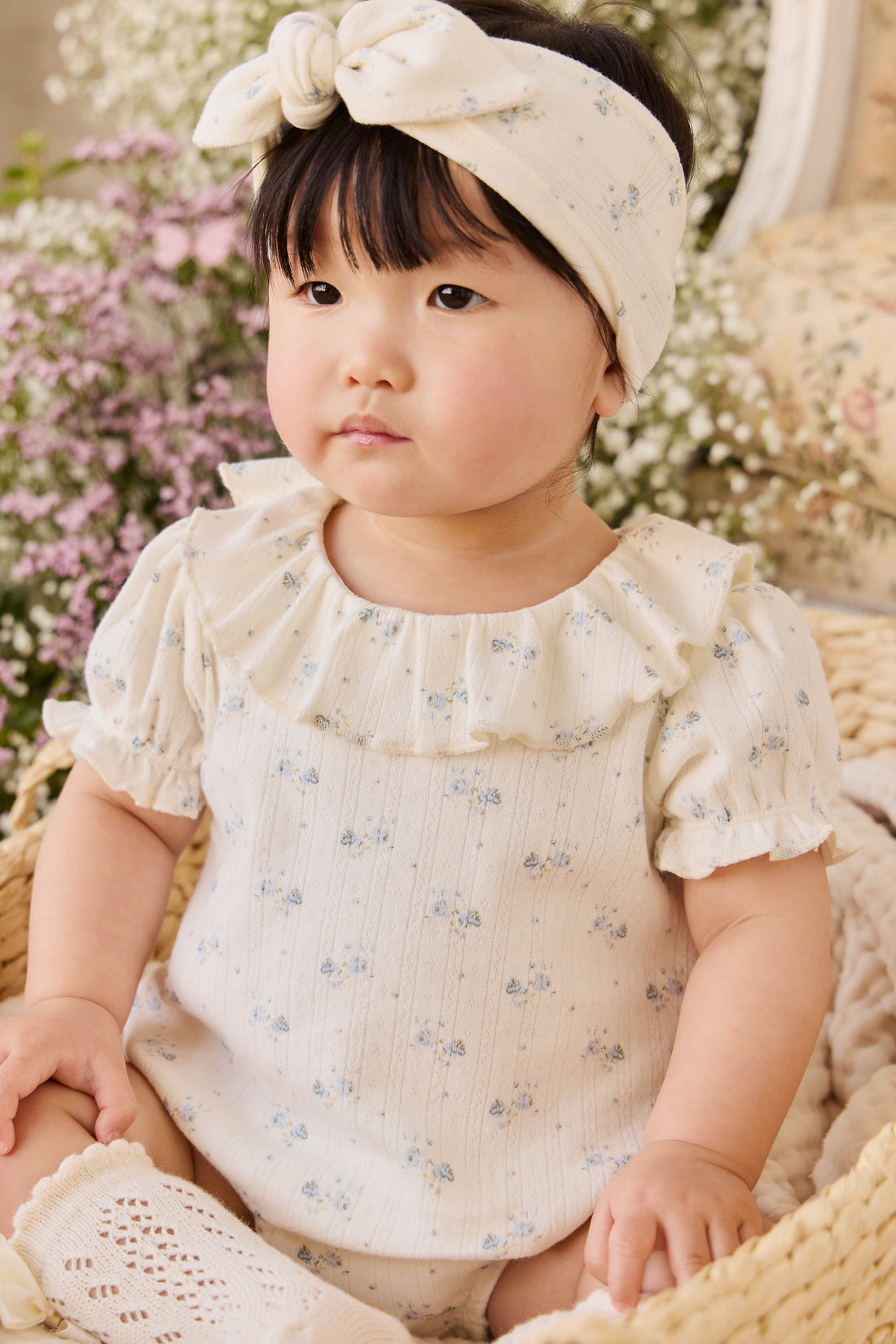 Organic Cotton Pointelle Marlene Bodysuit - Molly Blue Childrens Bodysuit from Jamie Kay NZ