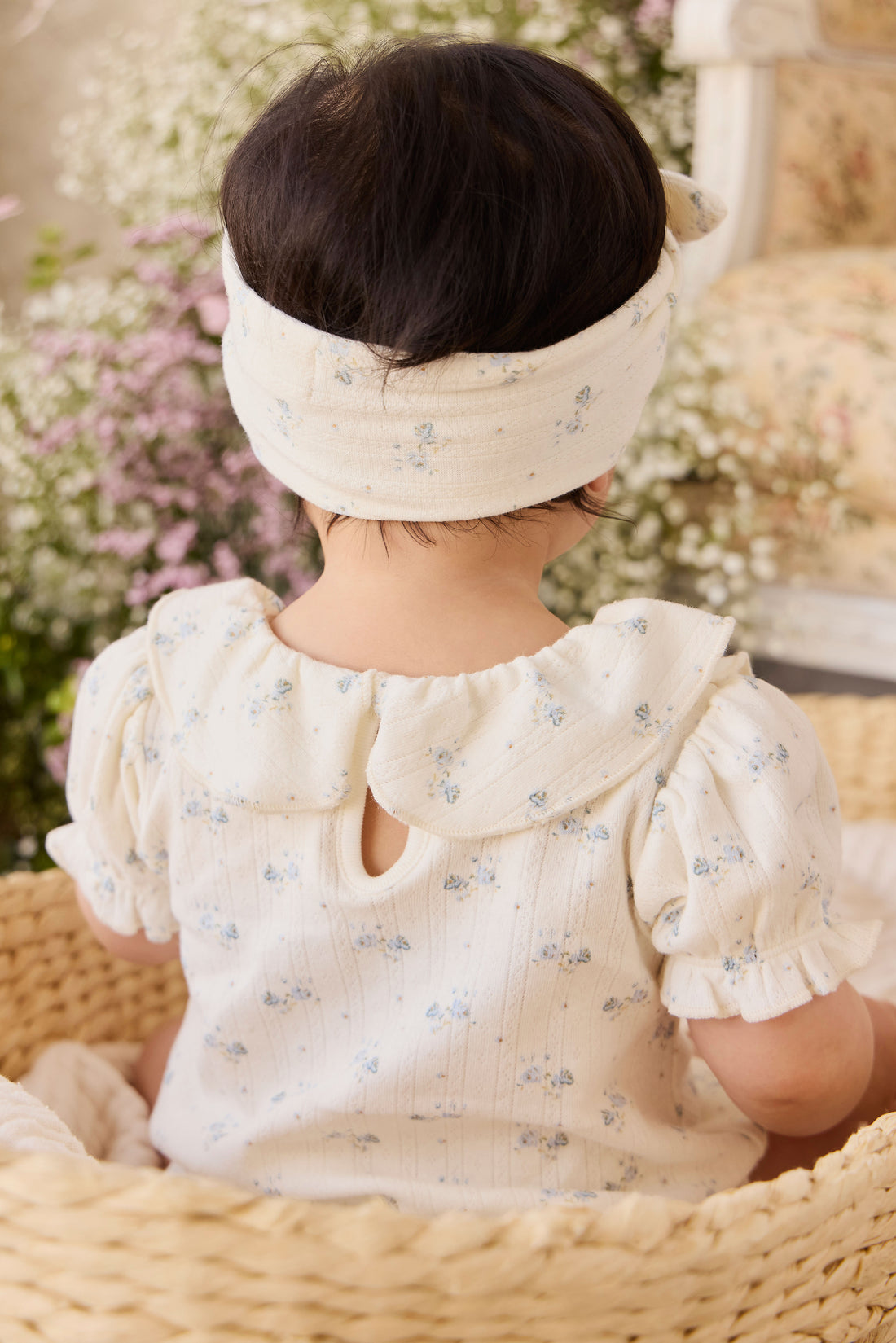 Organic Cotton Pointelle Marlene Bodysuit - Molly Blue Childrens Bodysuit from Jamie Kay NZ
