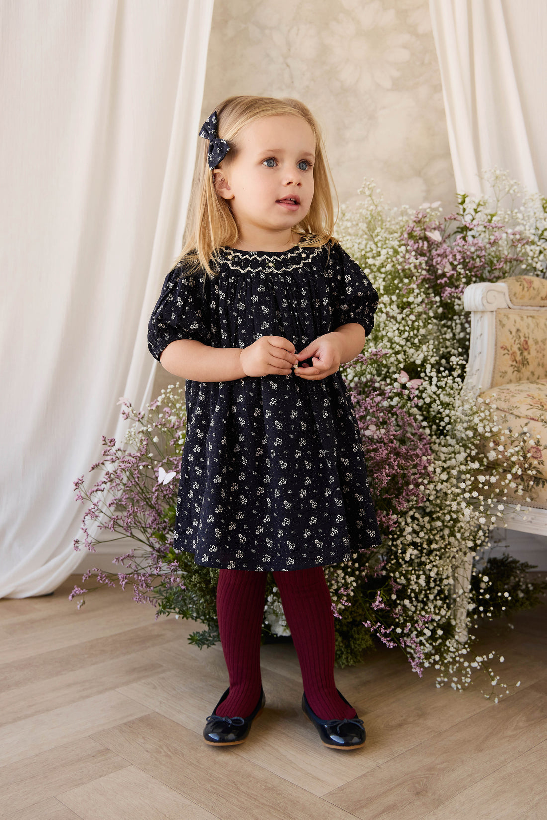 Organic Cotton Dominique Dress - Maisie Navy Childrens Dress from Jamie Kay NZ