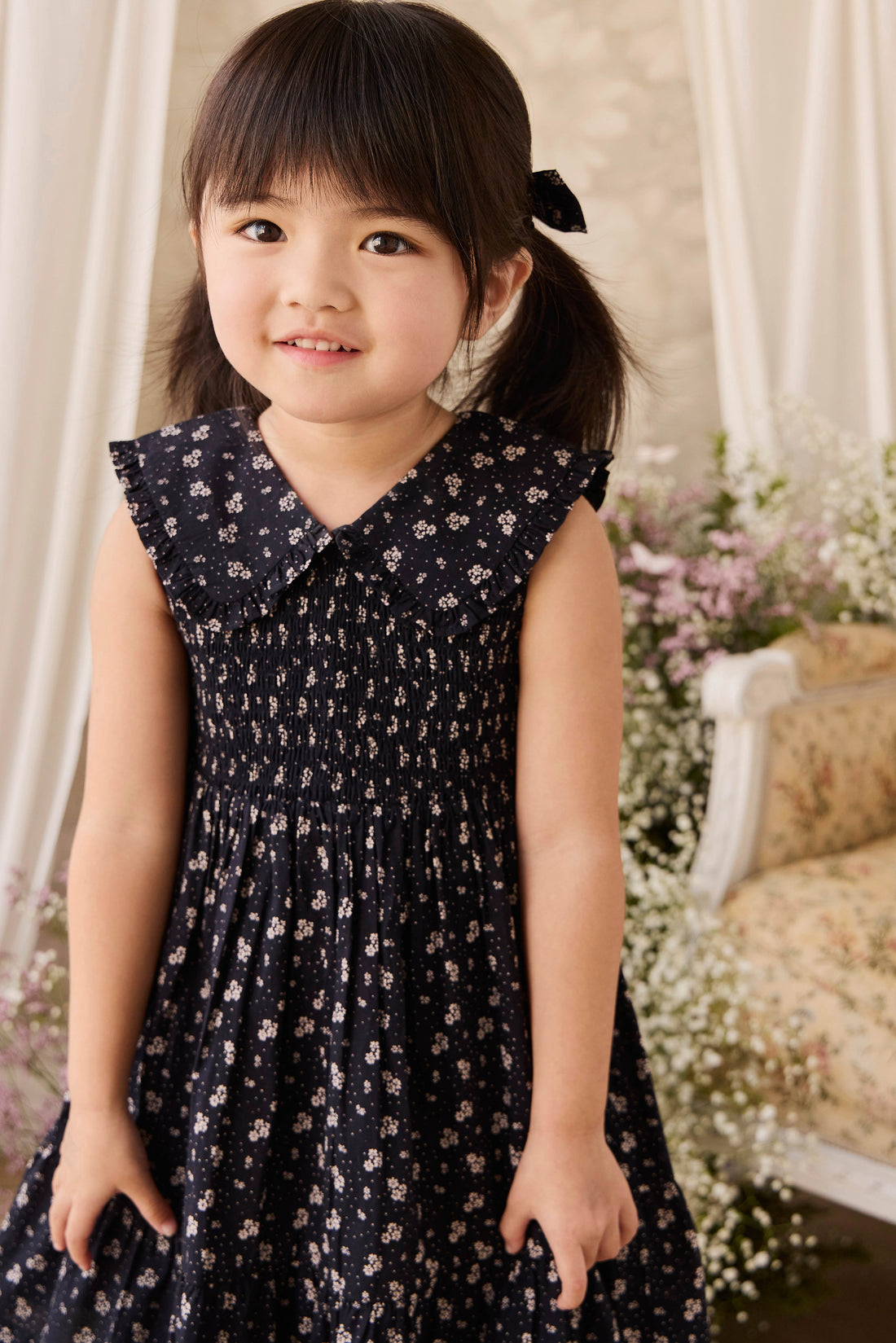Organic Cotton Christabel Dress - Maisie Navy Childrens Dress from Jamie Kay NZ
