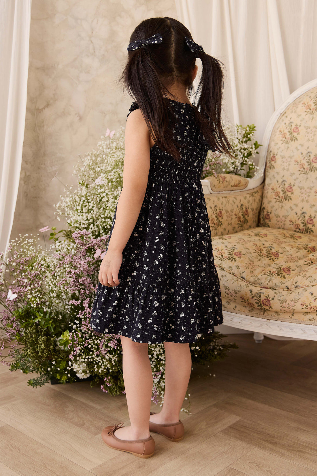 Organic Cotton Christabel Dress - Maisie Navy Childrens Dress from Jamie Kay NZ