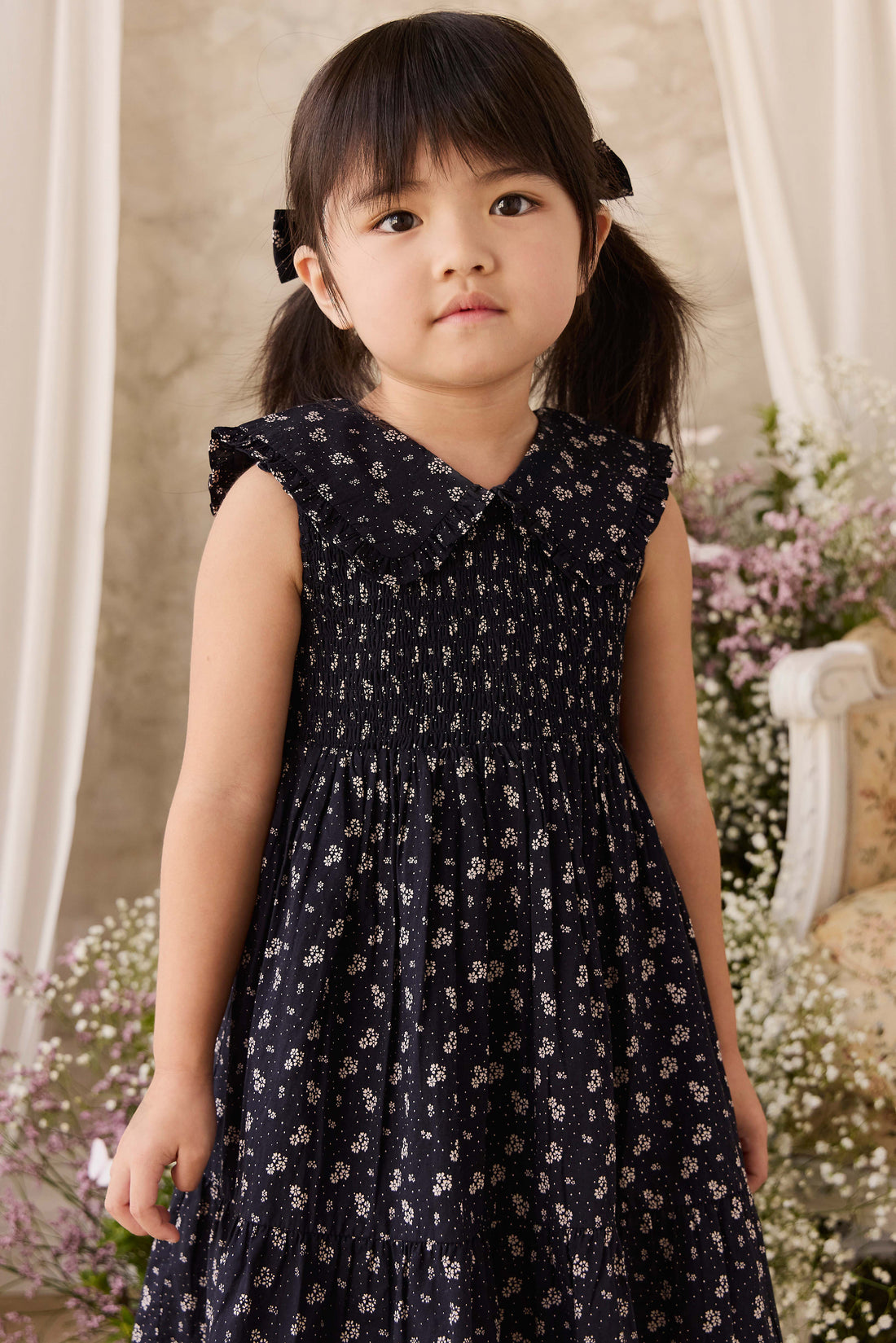 Organic Cotton Christabel Dress - Maisie Navy Childrens Dress from Jamie Kay NZ