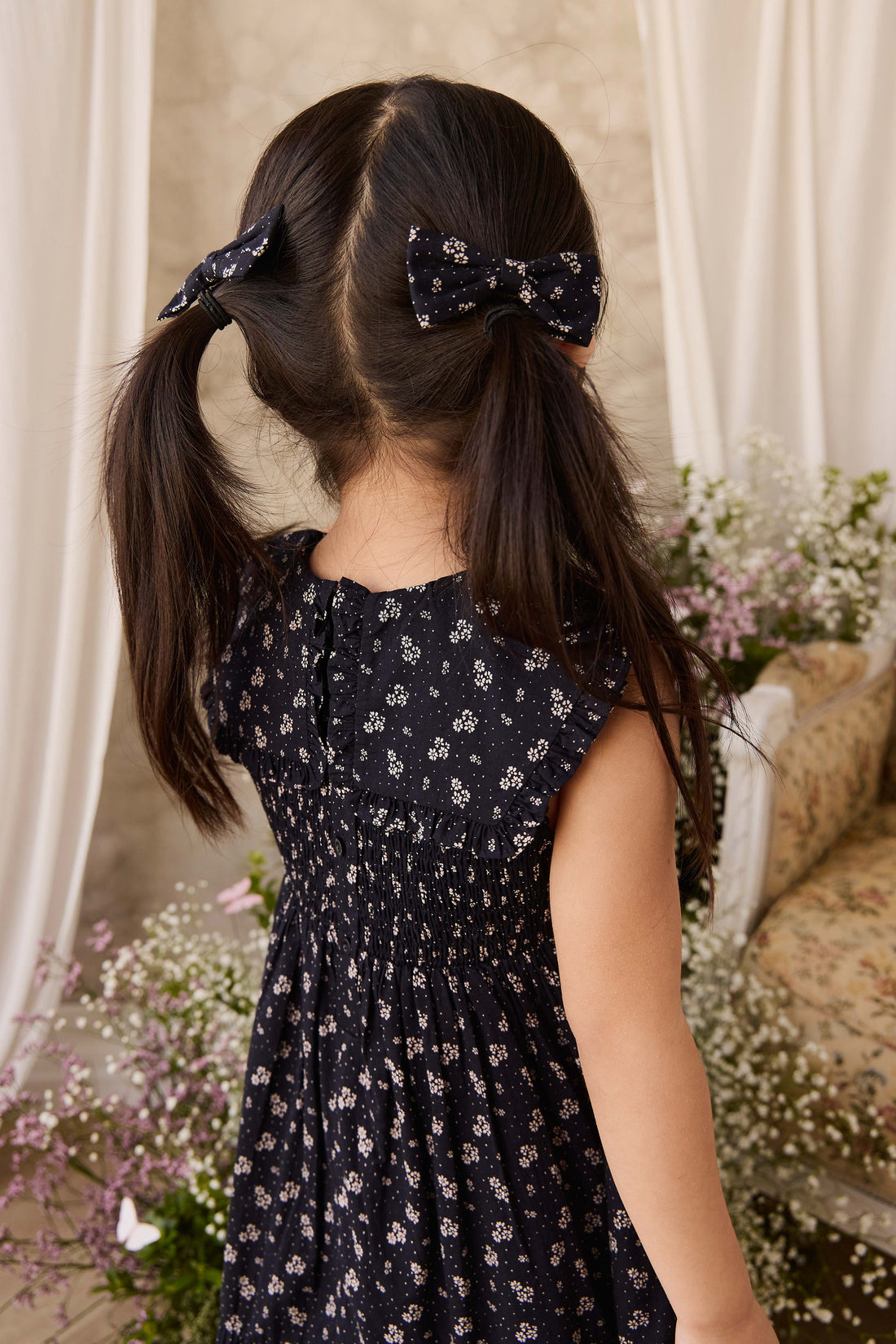 Organic Cotton Christabel Dress - Maisie Navy Childrens Dress from Jamie Kay NZ