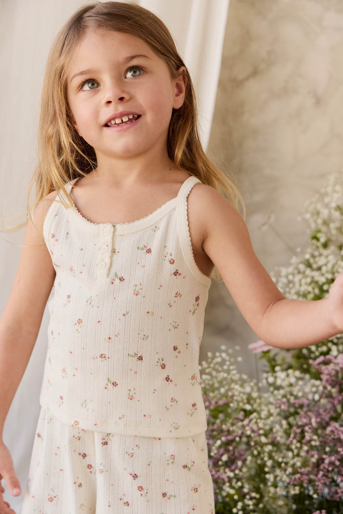Organic Cotton Pointelle Anais Short - Eloise Egret Childrens Shorts from Jamie Kay NZ