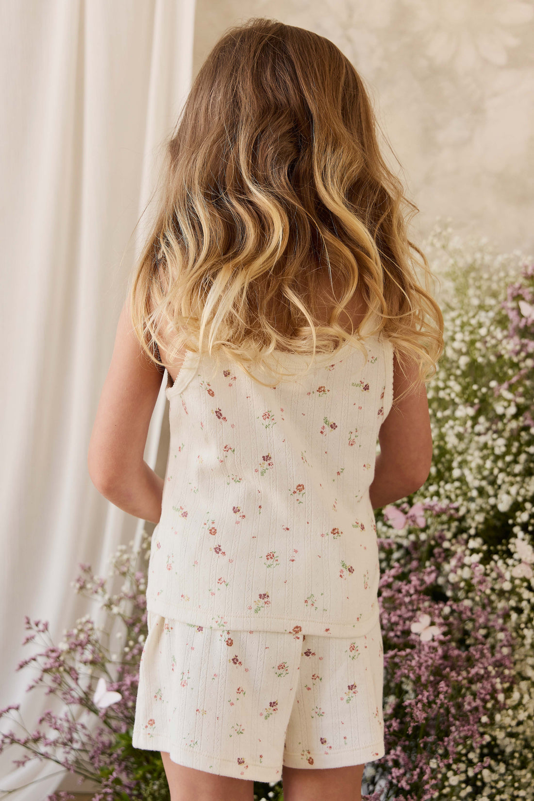 Organic Cotton Pointelle Anais Short - Eloise Egret Childrens Shorts from Jamie Kay NZ