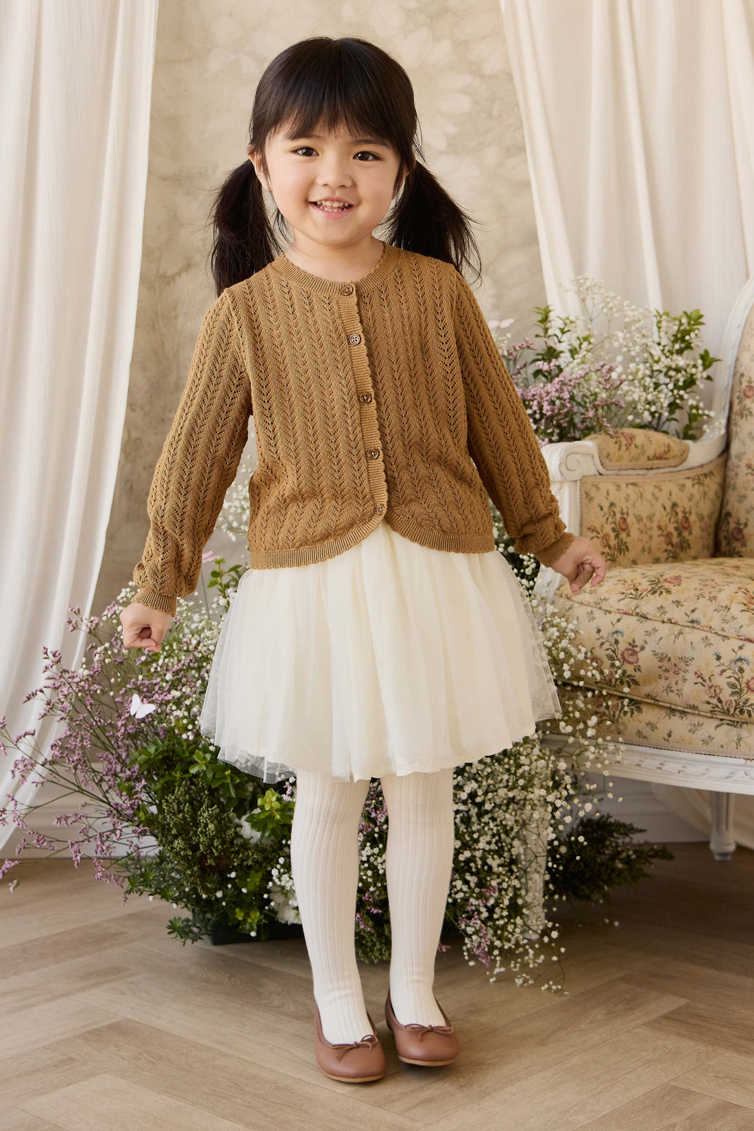 Maxine Knitted Cardigan - Antique Bronze Childrens Cardigan from Jamie Kay NZ