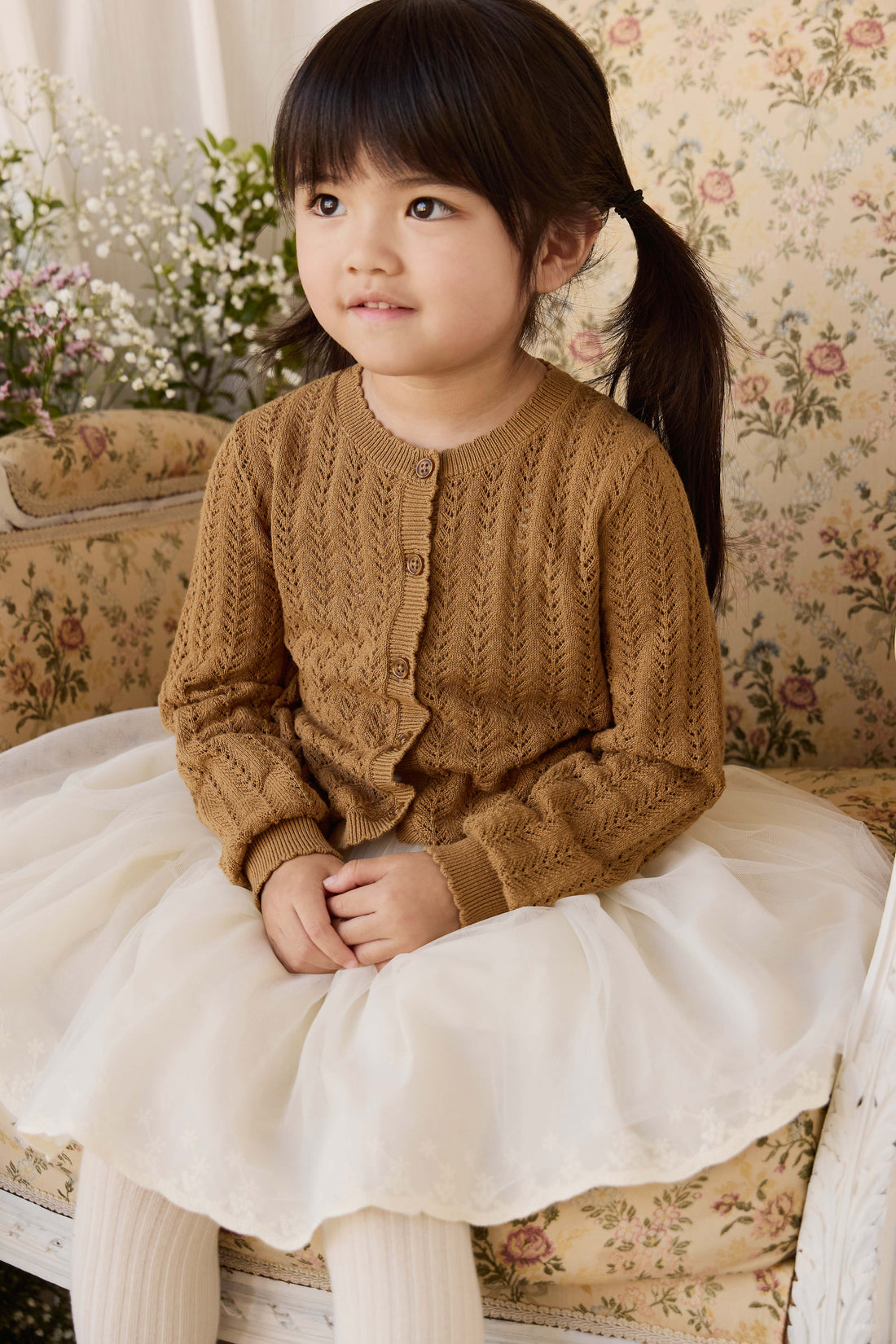 Maxine Knitted Cardigan - Antique Bronze Childrens Cardigan from Jamie Kay NZ