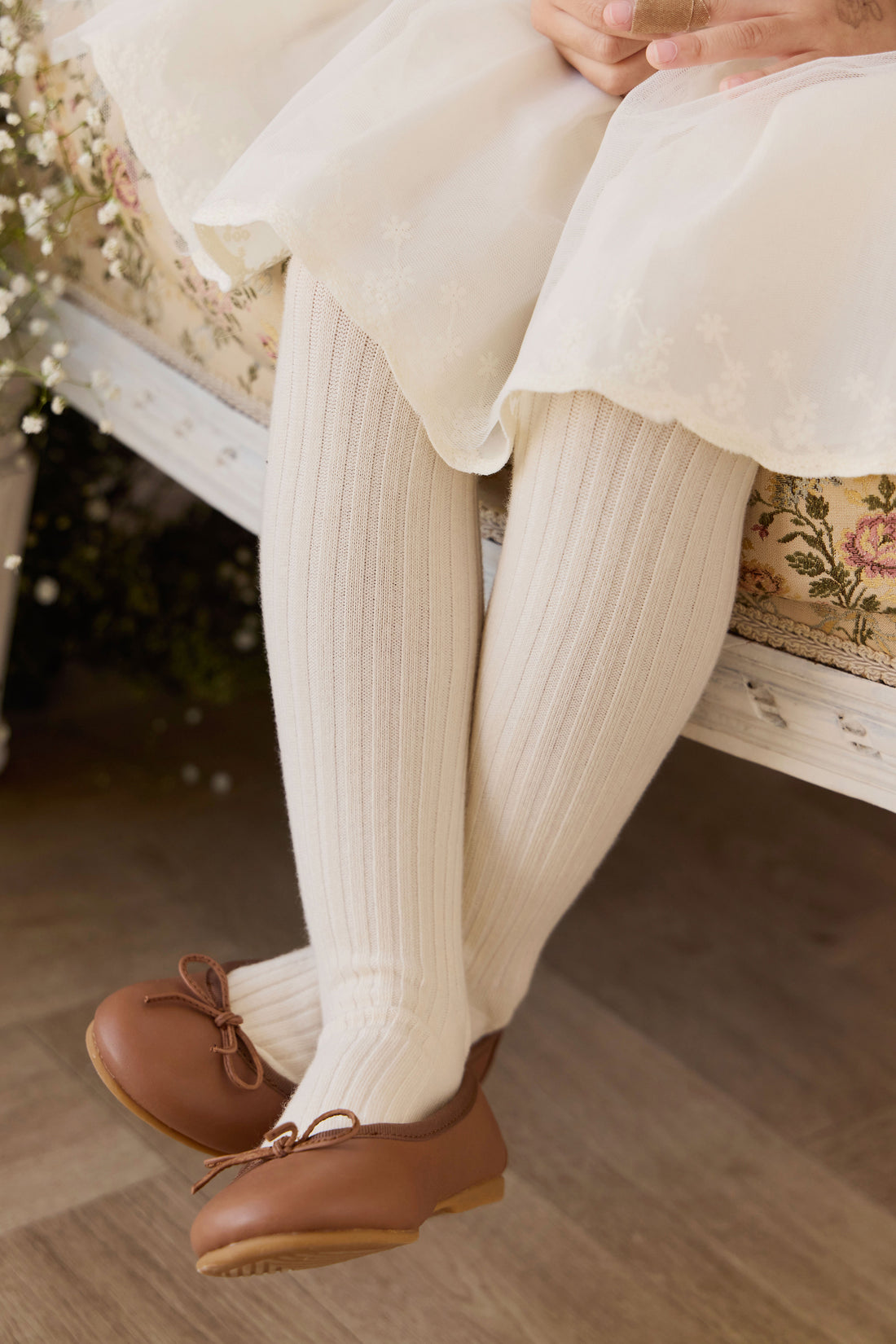 Ribbed Tight - Milk Childrens Tights from Jamie Kay NZ