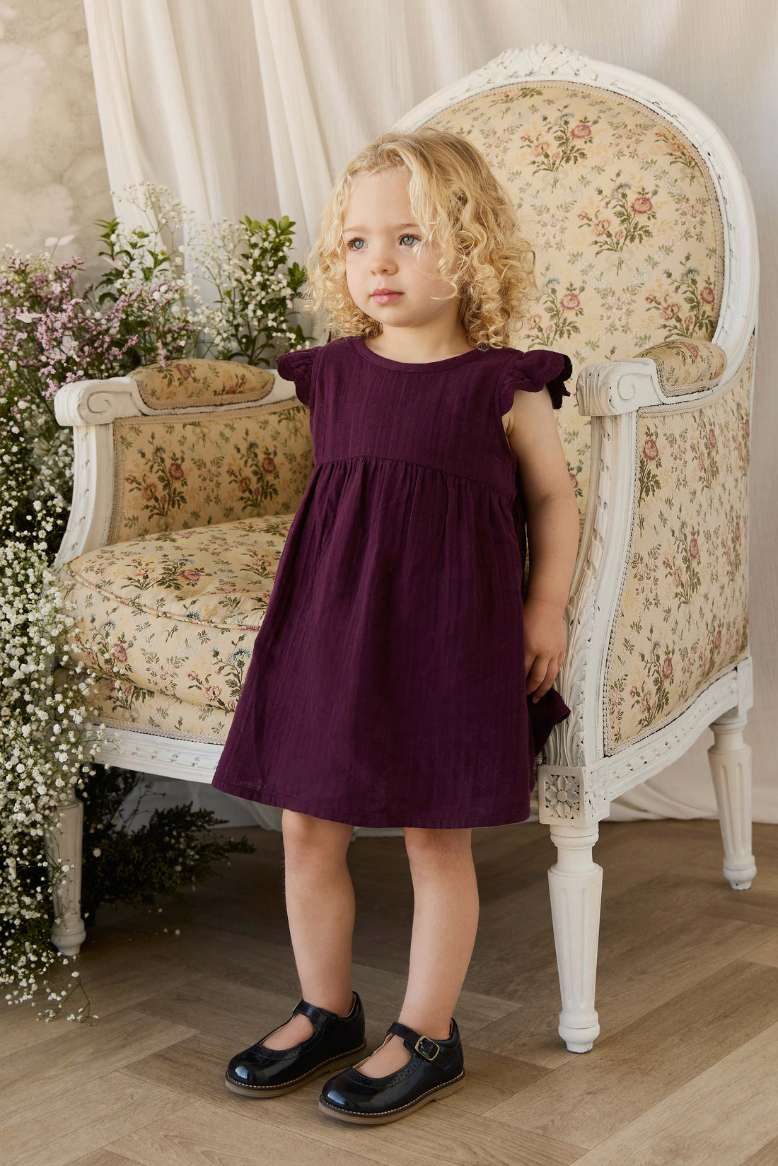 Organic Cotton Muslin Lace Dress - Fig Childrens Dress from Jamie Kay NZ