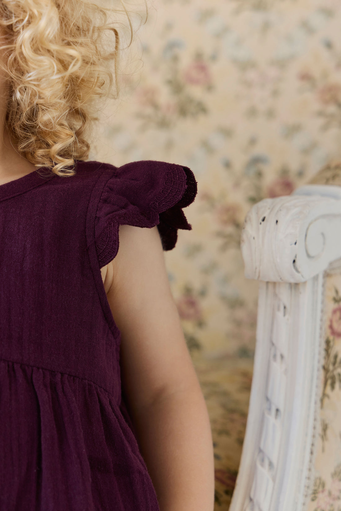 Organic Cotton Muslin Lace Dress - Fig Childrens Dress from Jamie Kay NZ