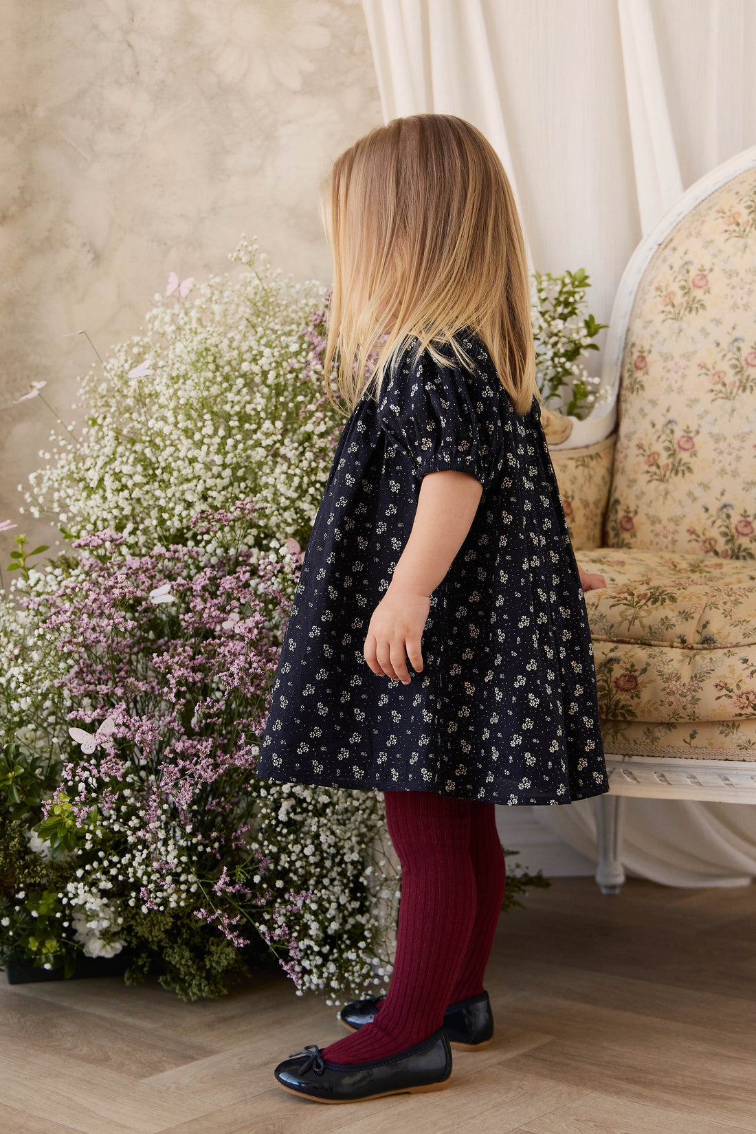Organic Cotton Dominique Dress - Maisie Navy Childrens Dress from Jamie Kay NZ