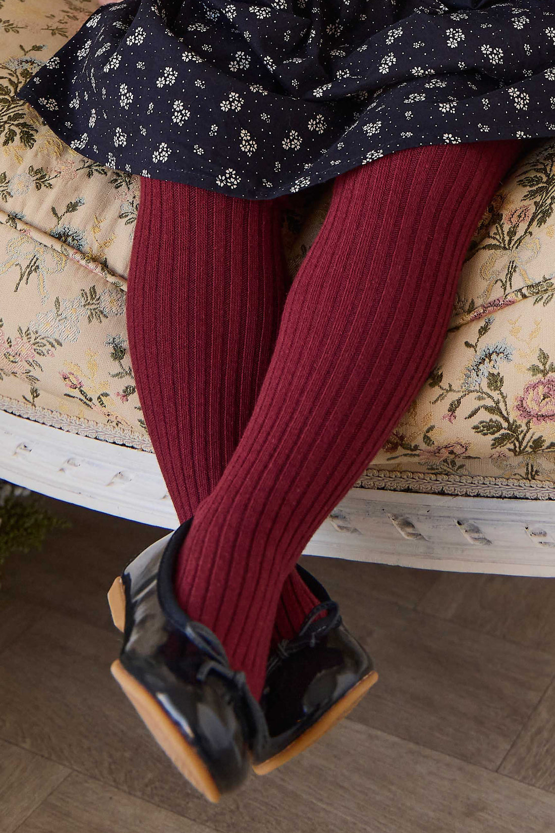 Ribbed Tight - Burgundy Childrens Tights from Jamie Kay NZ
