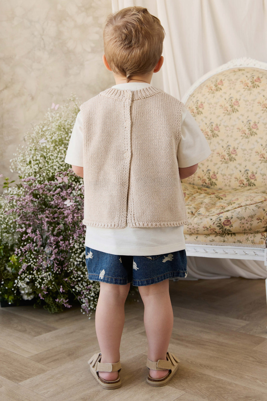 Drew Knit Vest - Vintage Linen Childrens Vest from Jamie Kay NZ