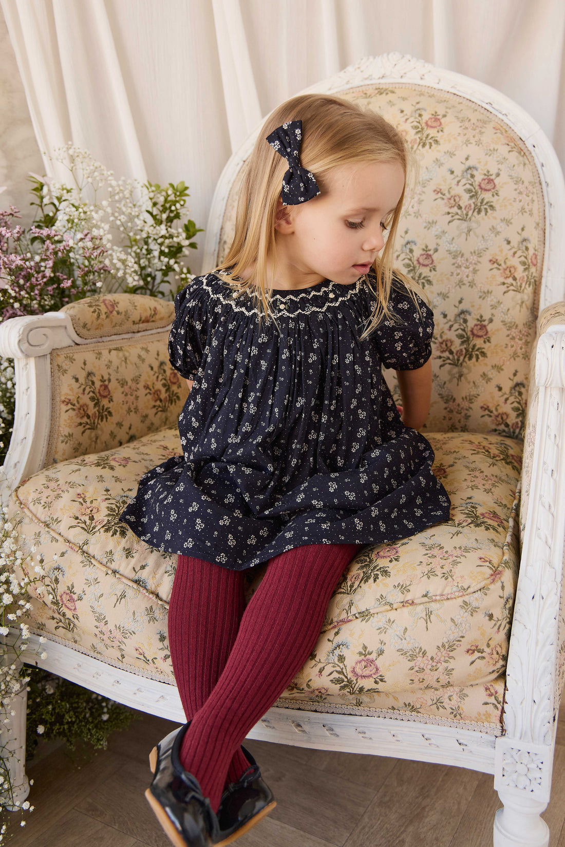 Organic Cotton Dominique Dress - Maisie Navy Childrens Dress from Jamie Kay NZ