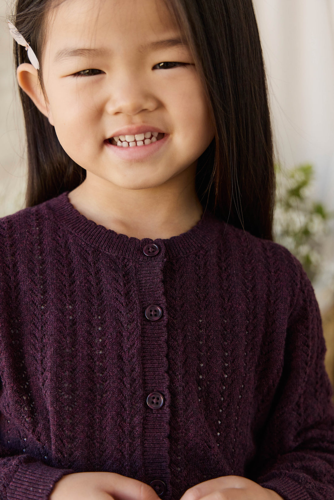 Maxine Knitted Cardigan - Blackcurrant Childrens Cardigan from Jamie Kay NZ