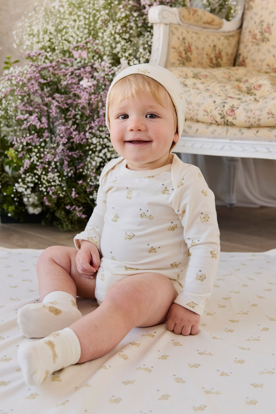 Organic Cotton Cassius Long Sleeve Bodysuit - Playful Honey Childrens Bodysuit from Jamie Kay NZ