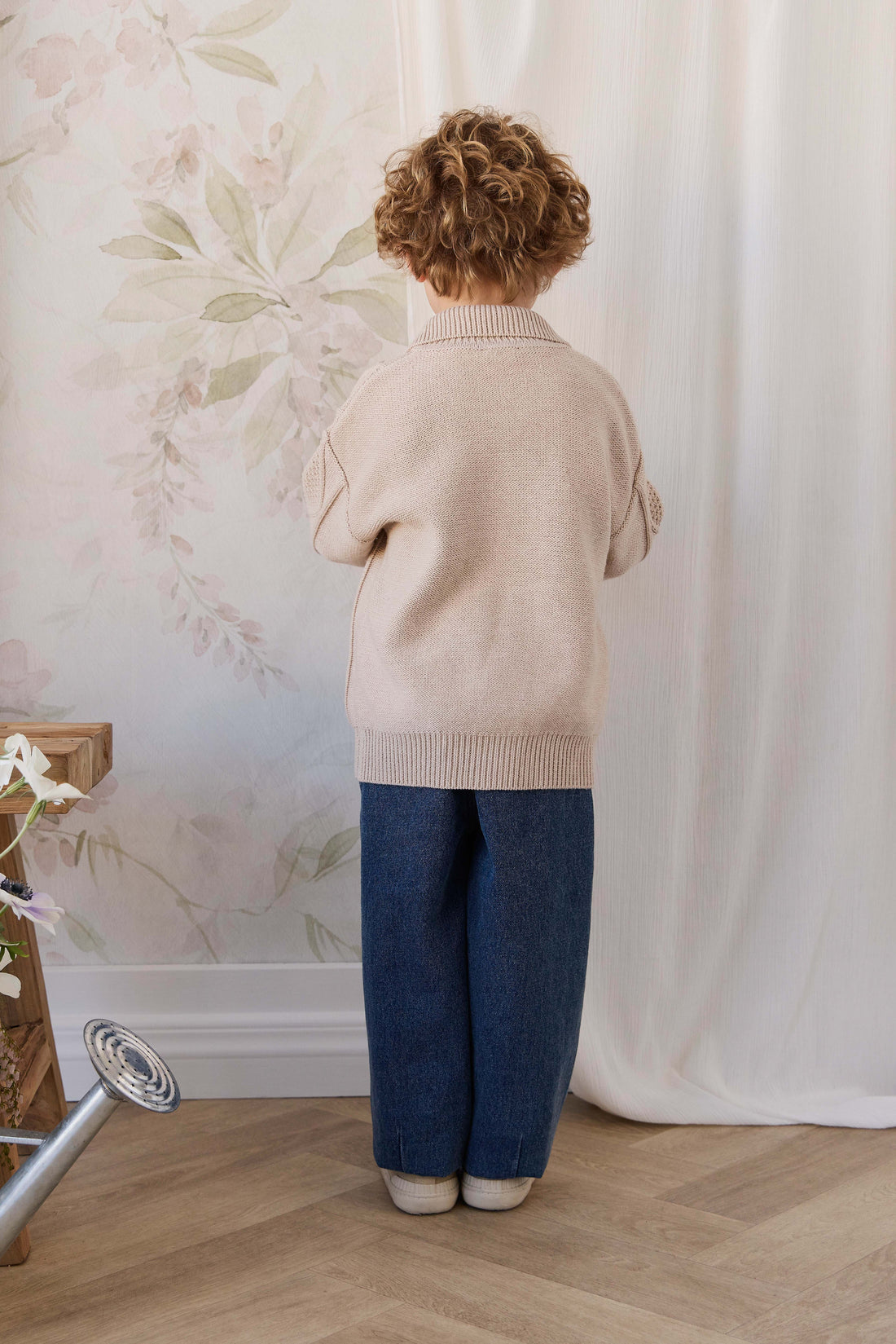 Simon Zip-Up Cardigan - Wheat Childrens Cardigan from Jamie Kay NZ