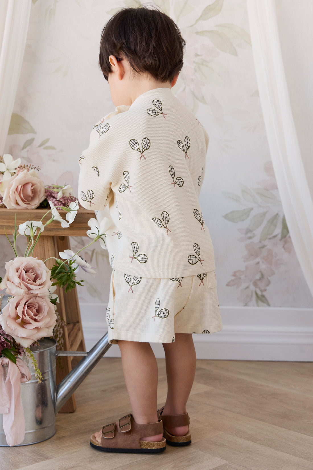 Organic Cotton Waffle Leith Short - Racquet Tofu Childrens Shorts from Jamie Kay NZ