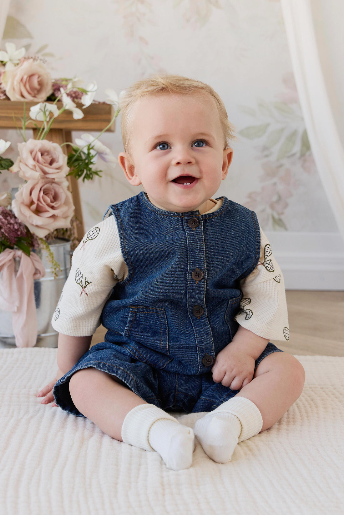 Sorrel Playsuit - Classic Wash Denim Childrens Playsuit from Jamie Kay NZ