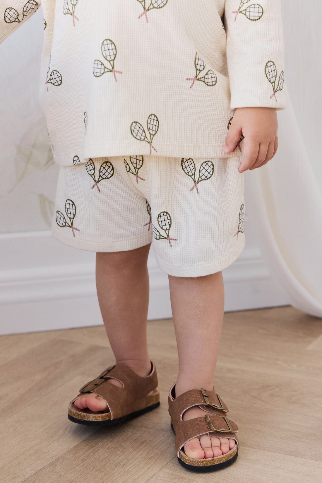 Organic Cotton Waffle Leith Short - Racquet Tofu Childrens Shorts from Jamie Kay NZ