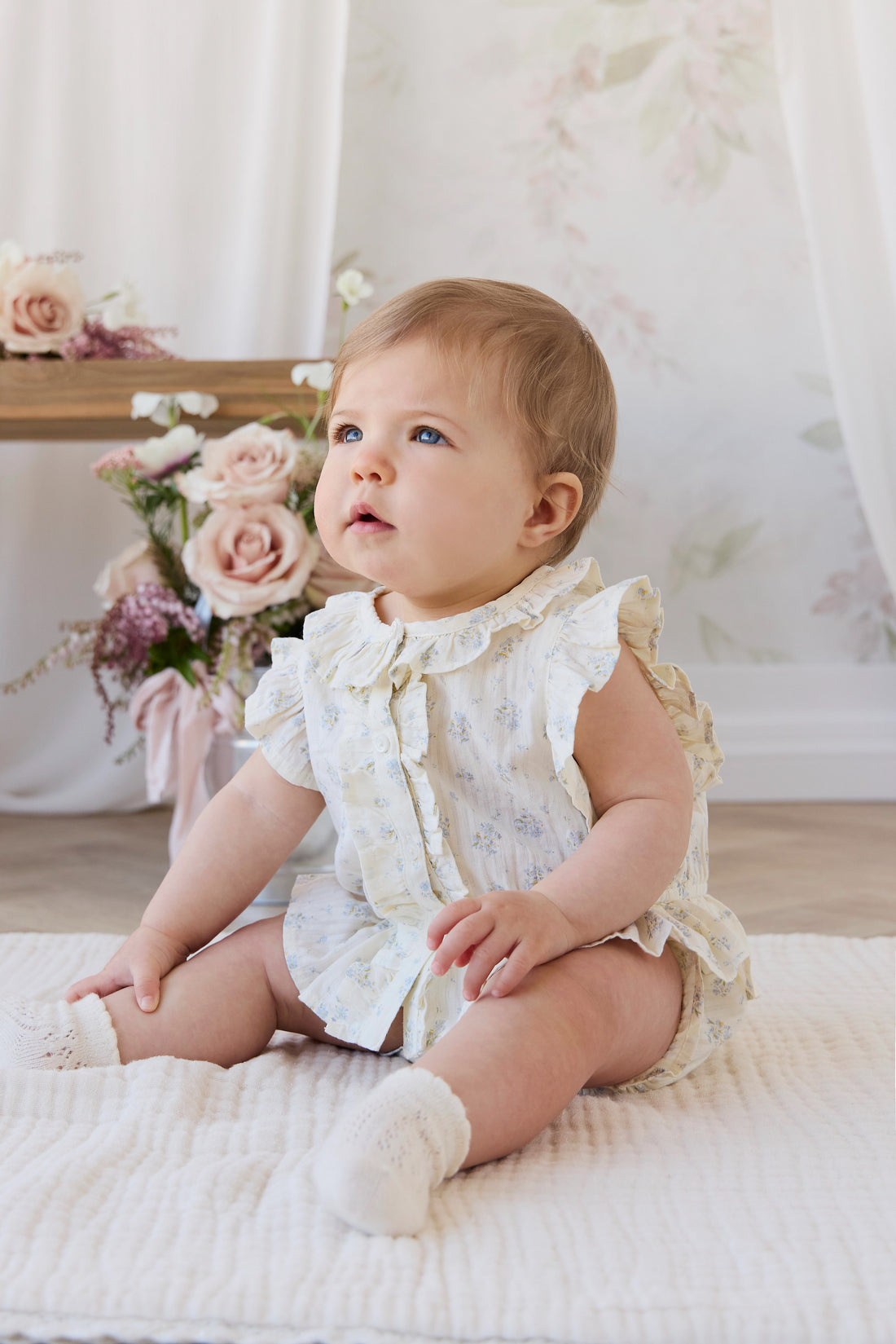 Organic Cotton Calianna Top - Justine Vanilla Sky Childrens Top from Jamie Kay NZ