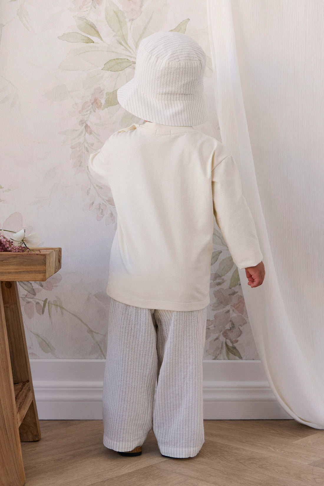 Organic Cotton Winslow Pant - Mini Pinstripe Cloud / Duck Egg Blue Childrens Pants from Jamie Kay NZ