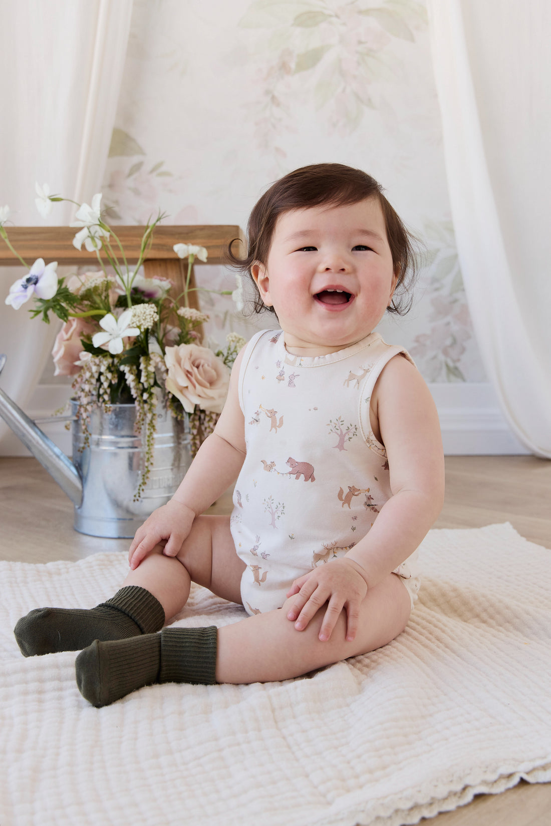 Organic Cotton Lionel Playsuit - Party Animals Childrens Playsuit from Jamie Kay NZ