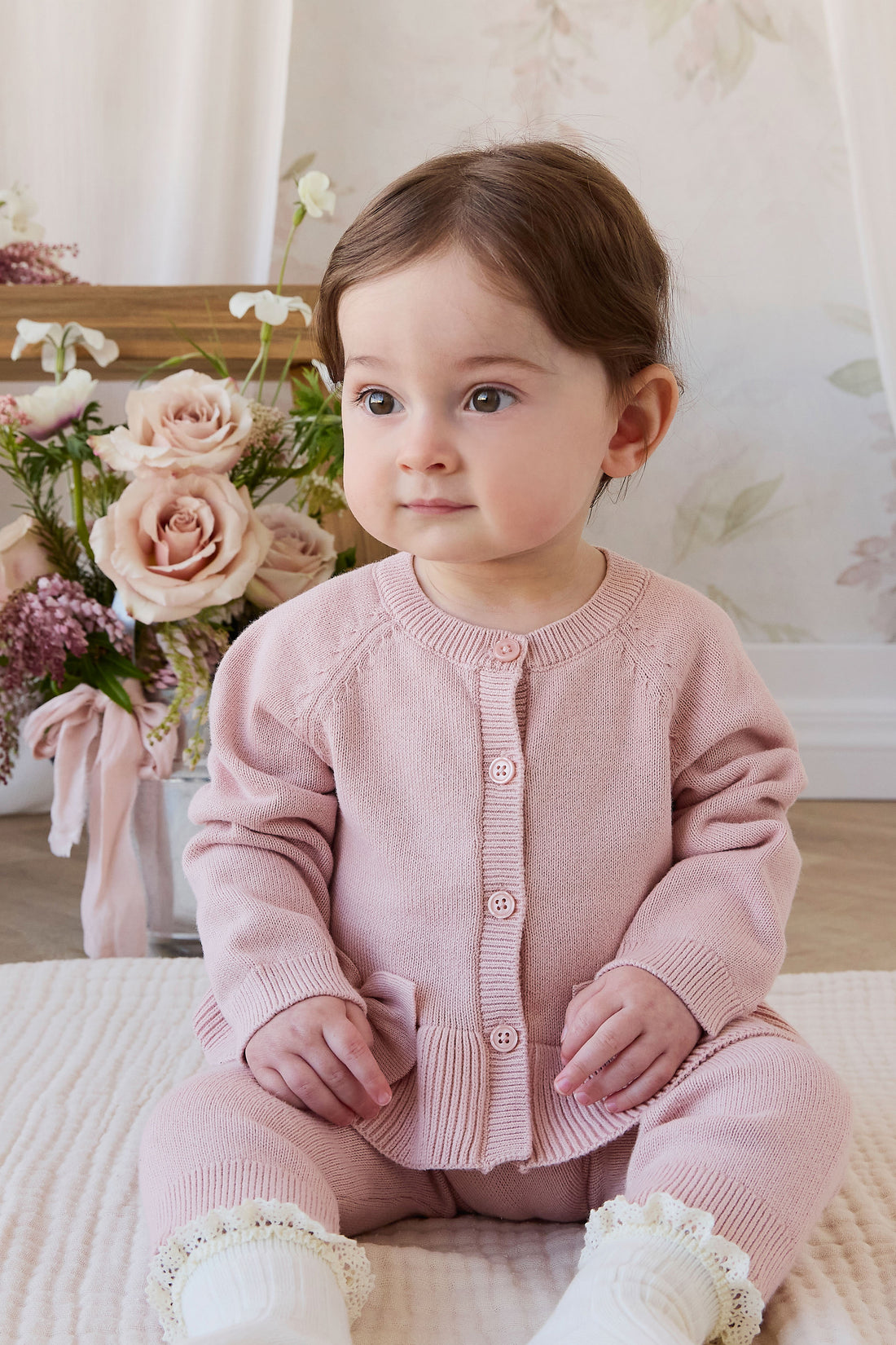 Lyla Cardigan - Shell Pink Childrens Cardigan from Jamie Kay NZ