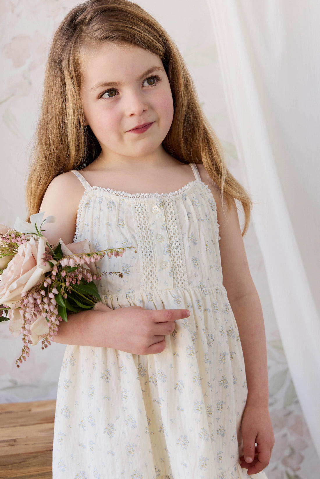 Organic Cotton Elka Dress - Justine Vanilla Sky Childrens Dress from Jamie Kay NZ