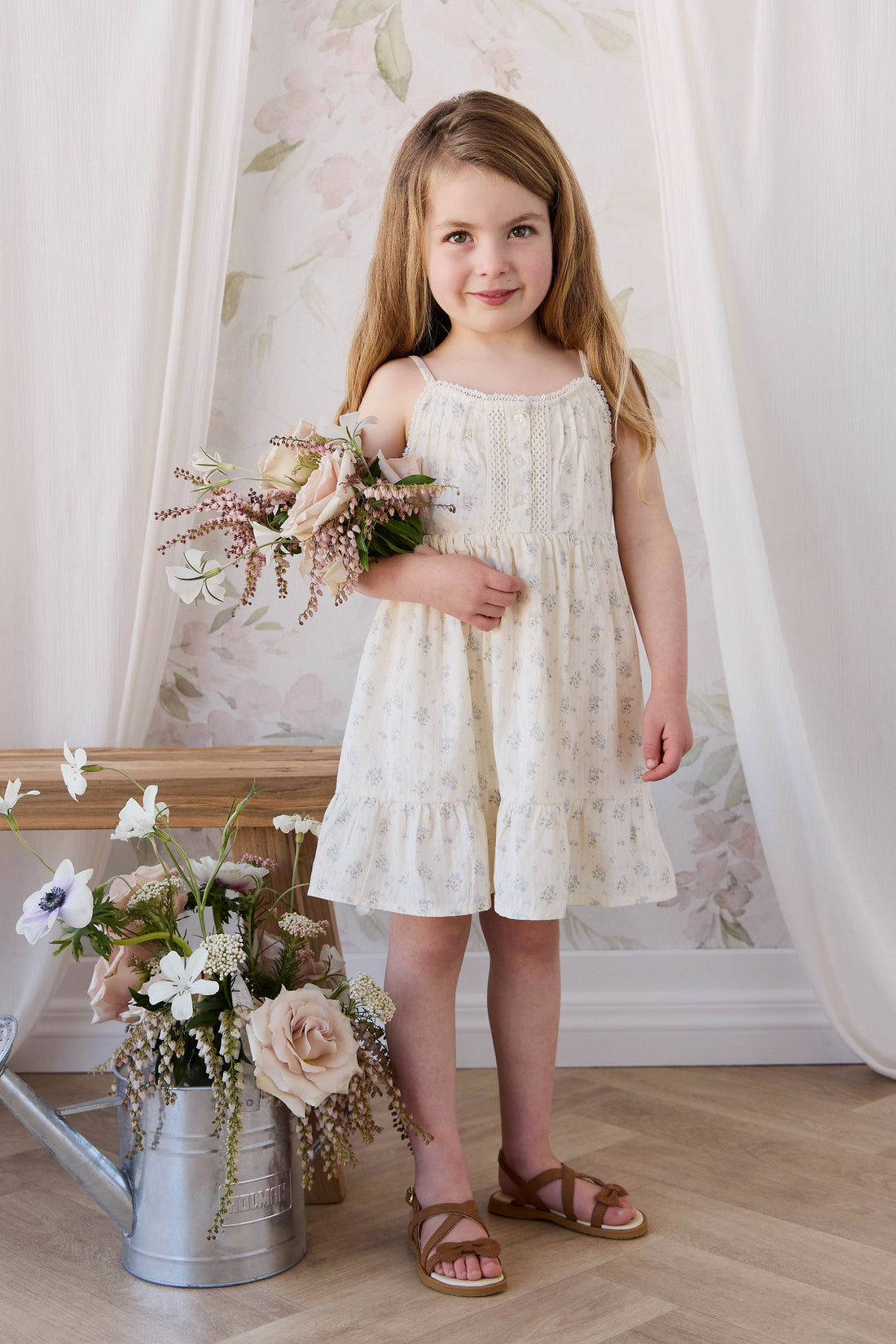 Organic Cotton Elka Dress - Justine Vanilla Sky Childrens Dress from Jamie Kay NZ