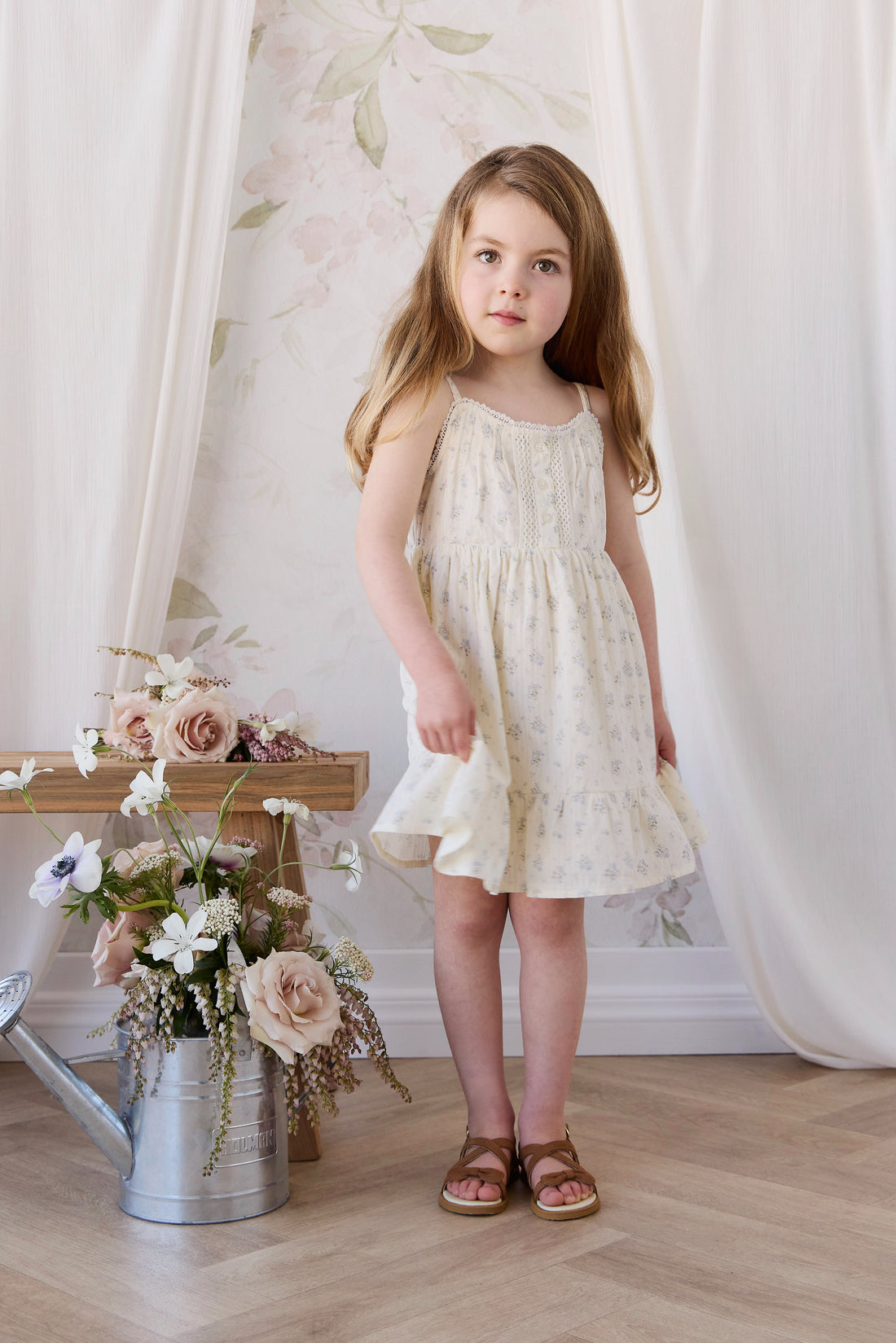 Organic Cotton Elka Dress - Justine Vanilla Sky Childrens Dress from Jamie Kay NZ