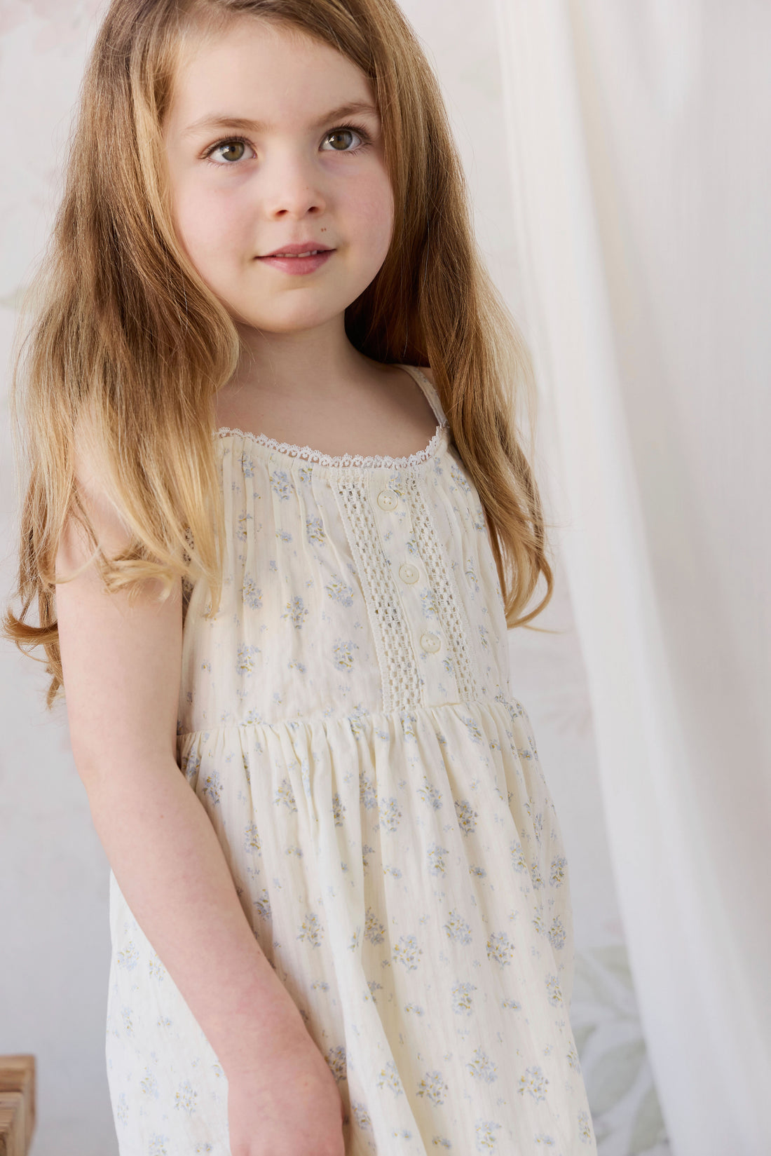Organic Cotton Elka Dress - Justine Vanilla Sky Childrens Dress from Jamie Kay NZ