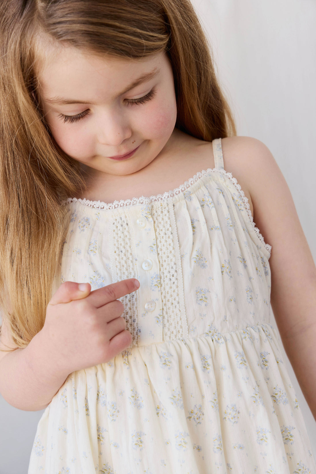 Organic Cotton Elka Dress - Justine Vanilla Sky Childrens Dress from Jamie Kay NZ