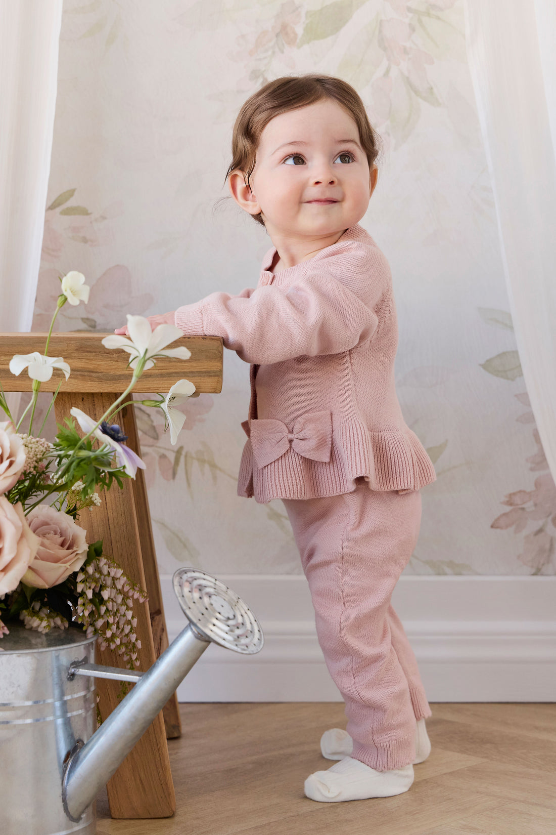 Lyla Cardigan - Shell Pink Childrens Cardigan from Jamie Kay NZ