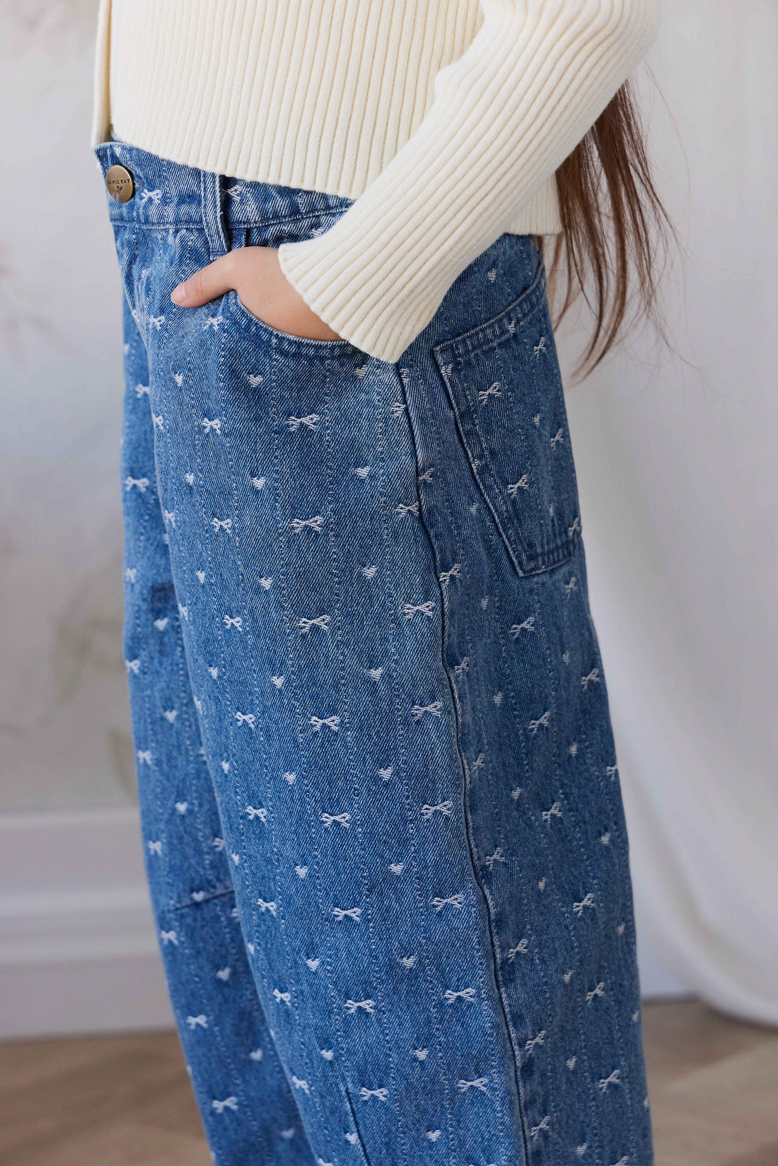 Sierra Pant - Amour Bows Denim Childrens Pants from Jamie Kay NZ
