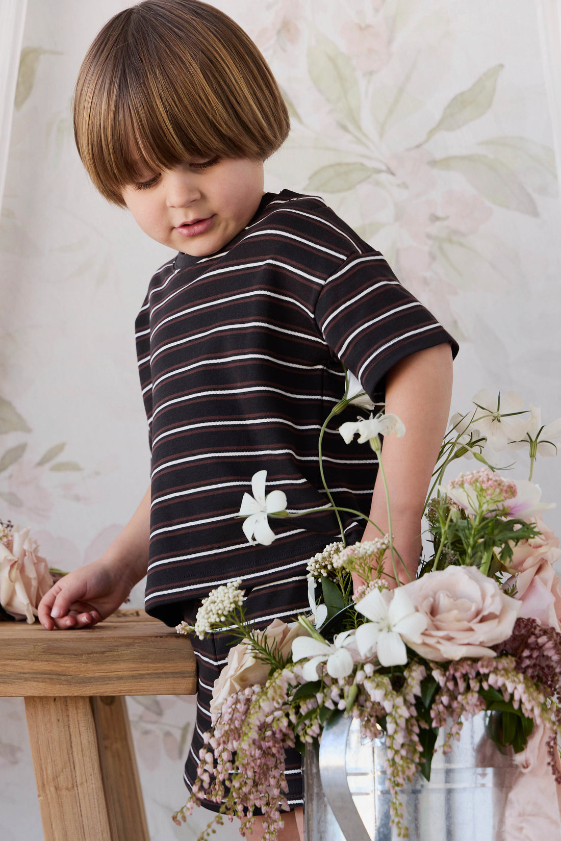 Pima Cotton Edward Tee - Courtside Stripe Childrens Top from Jamie Kay NZ