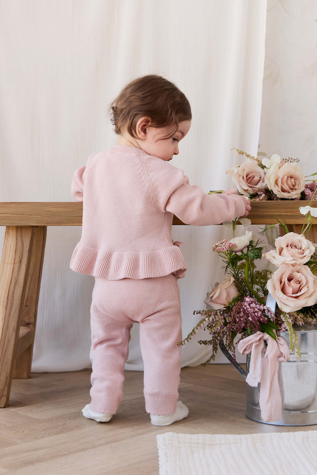 Lyla Cardigan - Shell Pink Childrens Cardigan from Jamie Kay NZ
