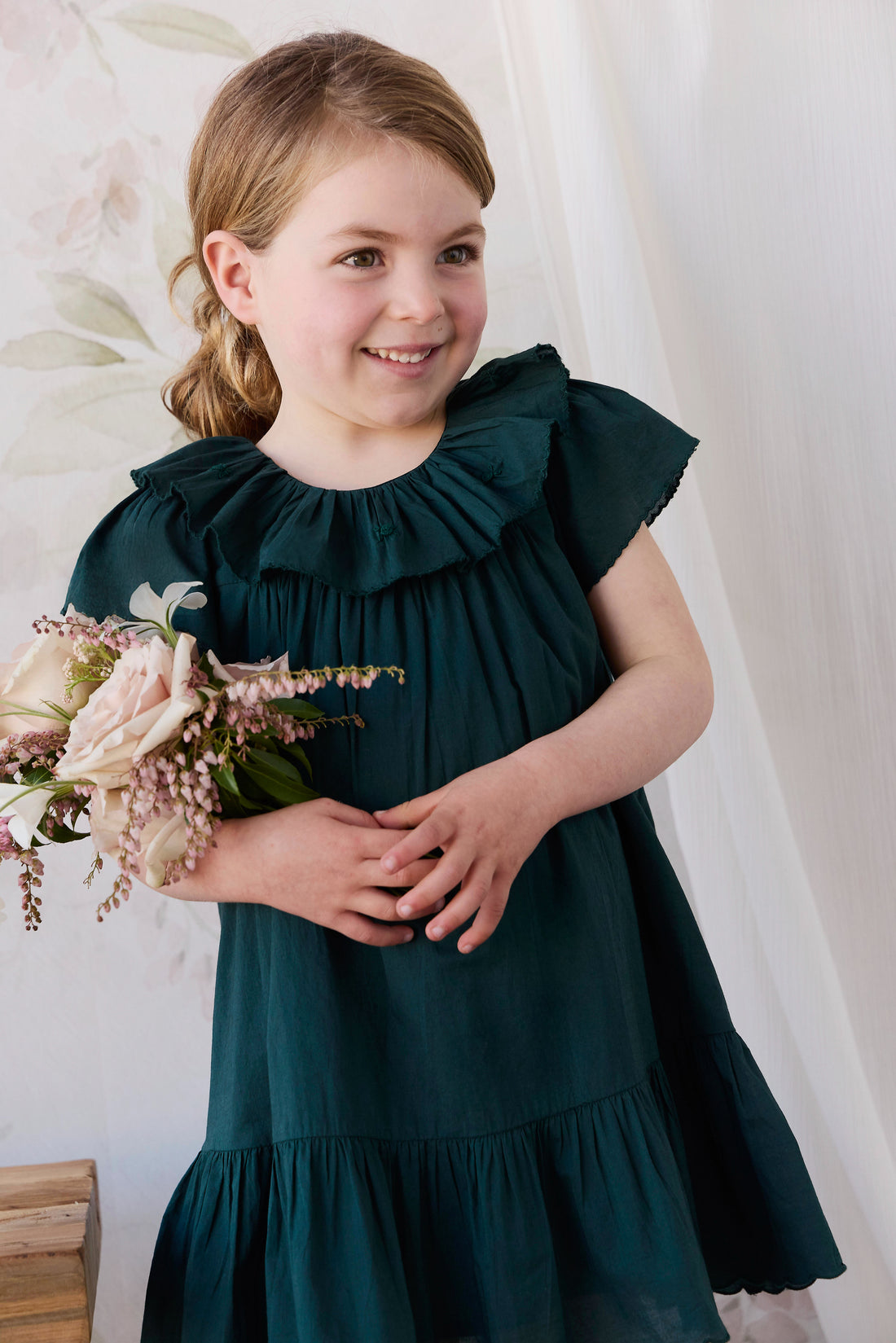 Organic Cotton Calianna Dress - Deep Fern Childrens Dress from Jamie Kay NZ