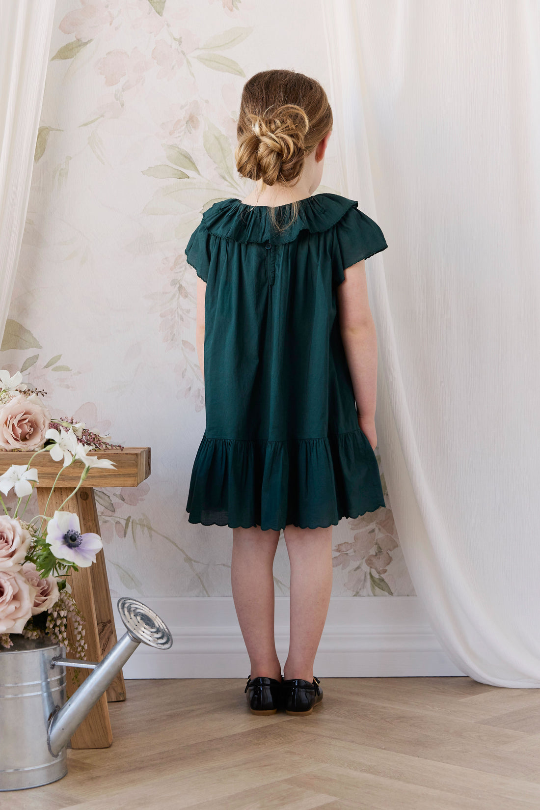 Organic Cotton Calianna Dress - Deep Fern Childrens Dress from Jamie Kay NZ