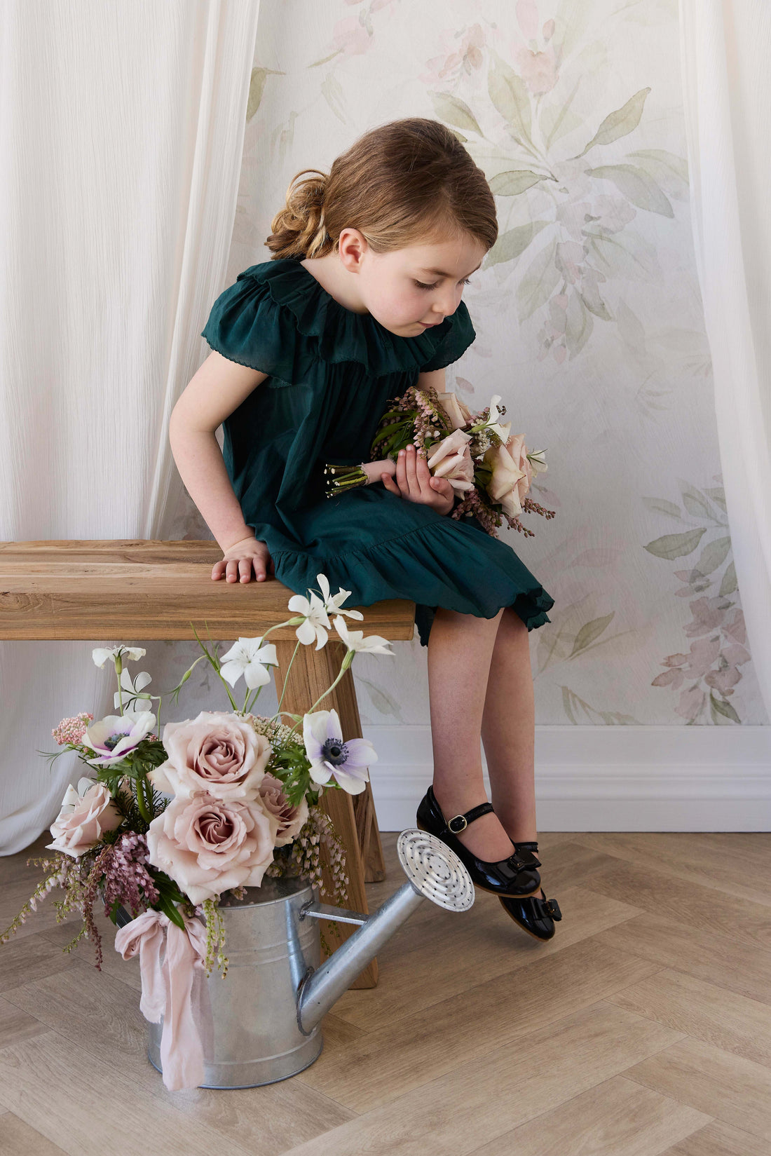 Organic Cotton Calianna Dress - Deep Fern Childrens Dress from Jamie Kay NZ