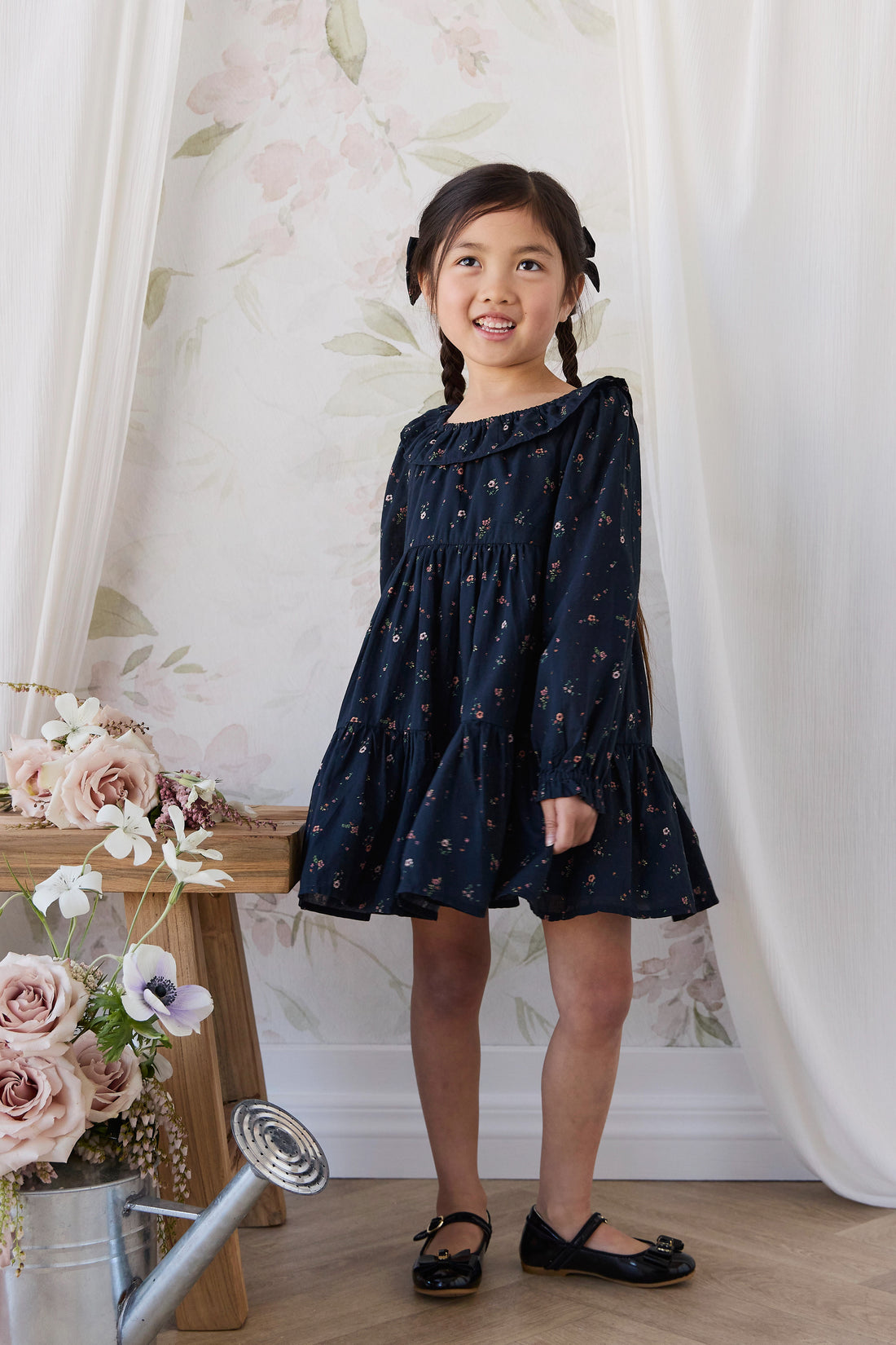 Organic Cotton Tayah Dress - Eloise Navy Childrens Dress from Jamie Kay NZ
