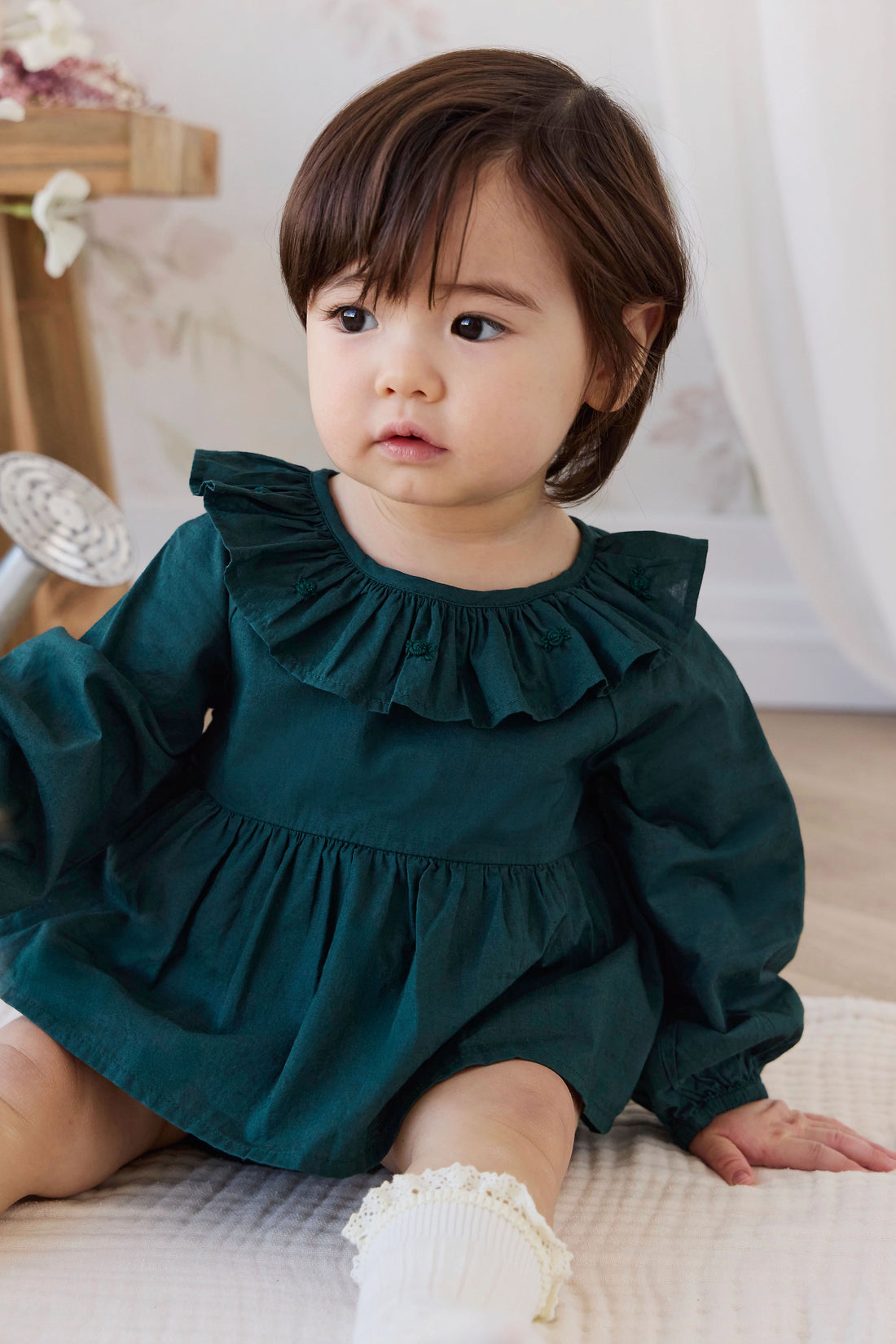 Organic Cotton Hartlen Playsuit - Deep Fern Childrens Playsuit from Jamie Kay NZ