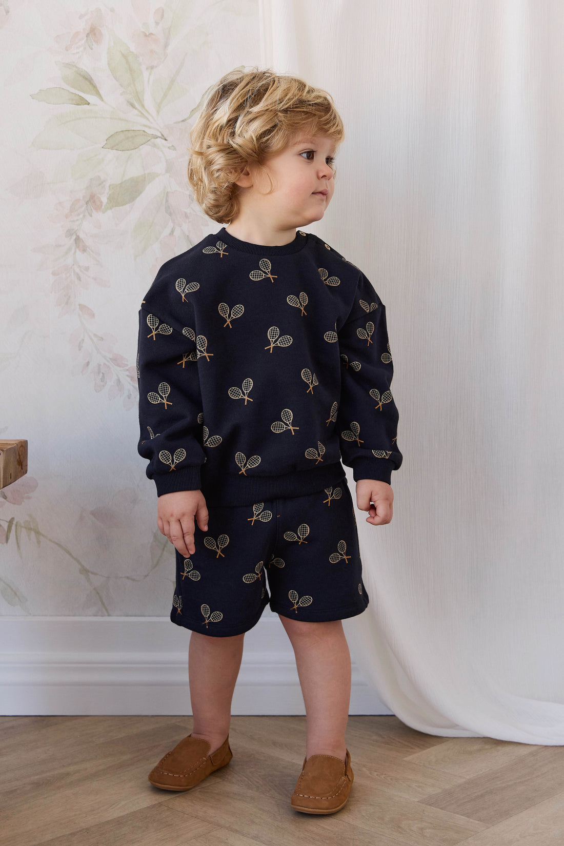Organic Cotton Jalen Short - Racquet Navy Childrens Shorts from Jamie Kay NZ