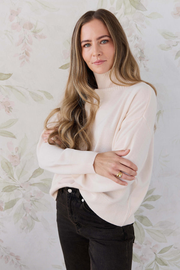 Merino Womens Turtleneck Jumper - Ivory Childrens Jumper from Jamie Kay NZ