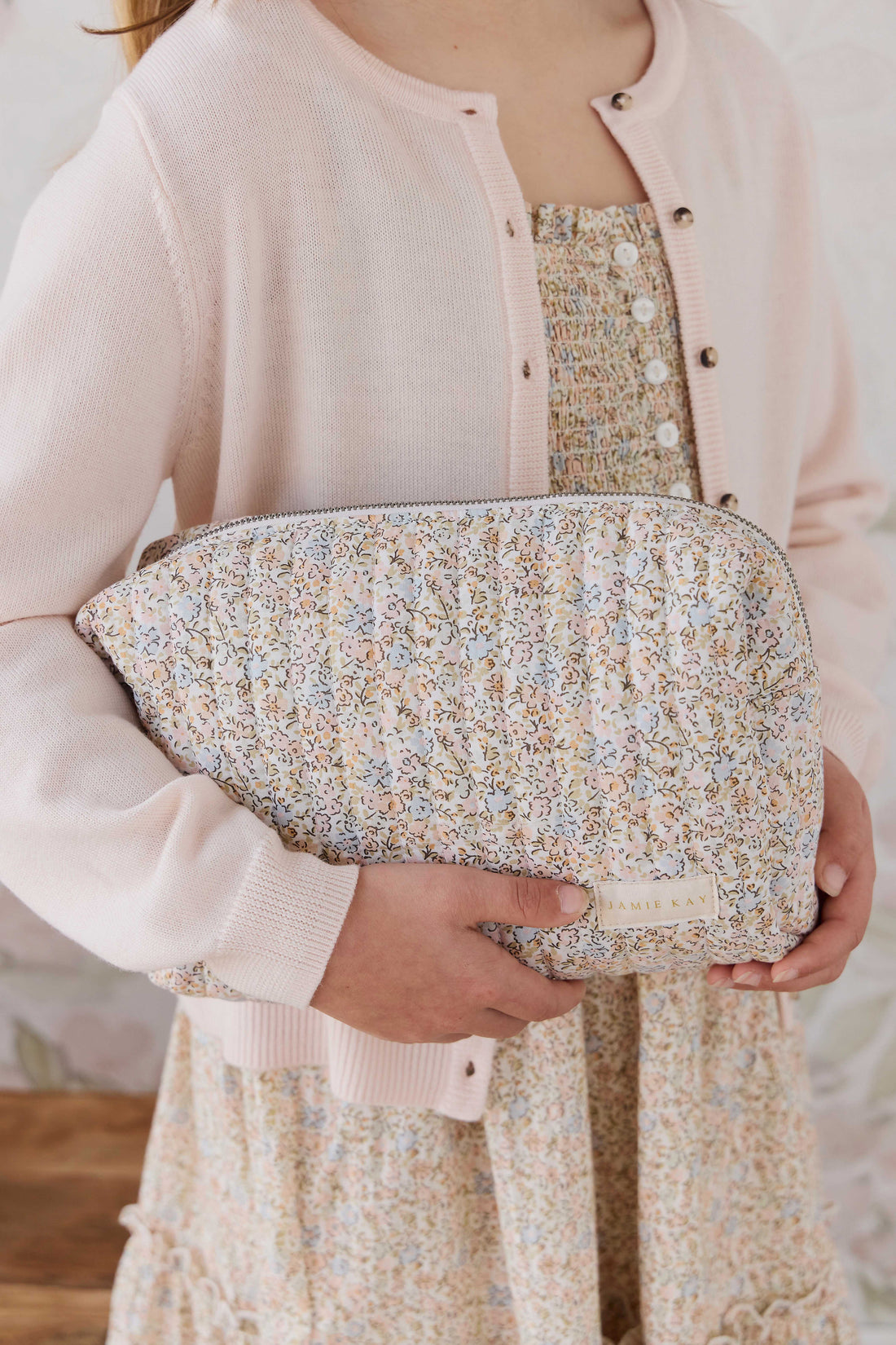 Adelaide Quilted Pouch - Tully Peach Childrens Bag from Jamie Kay NZ