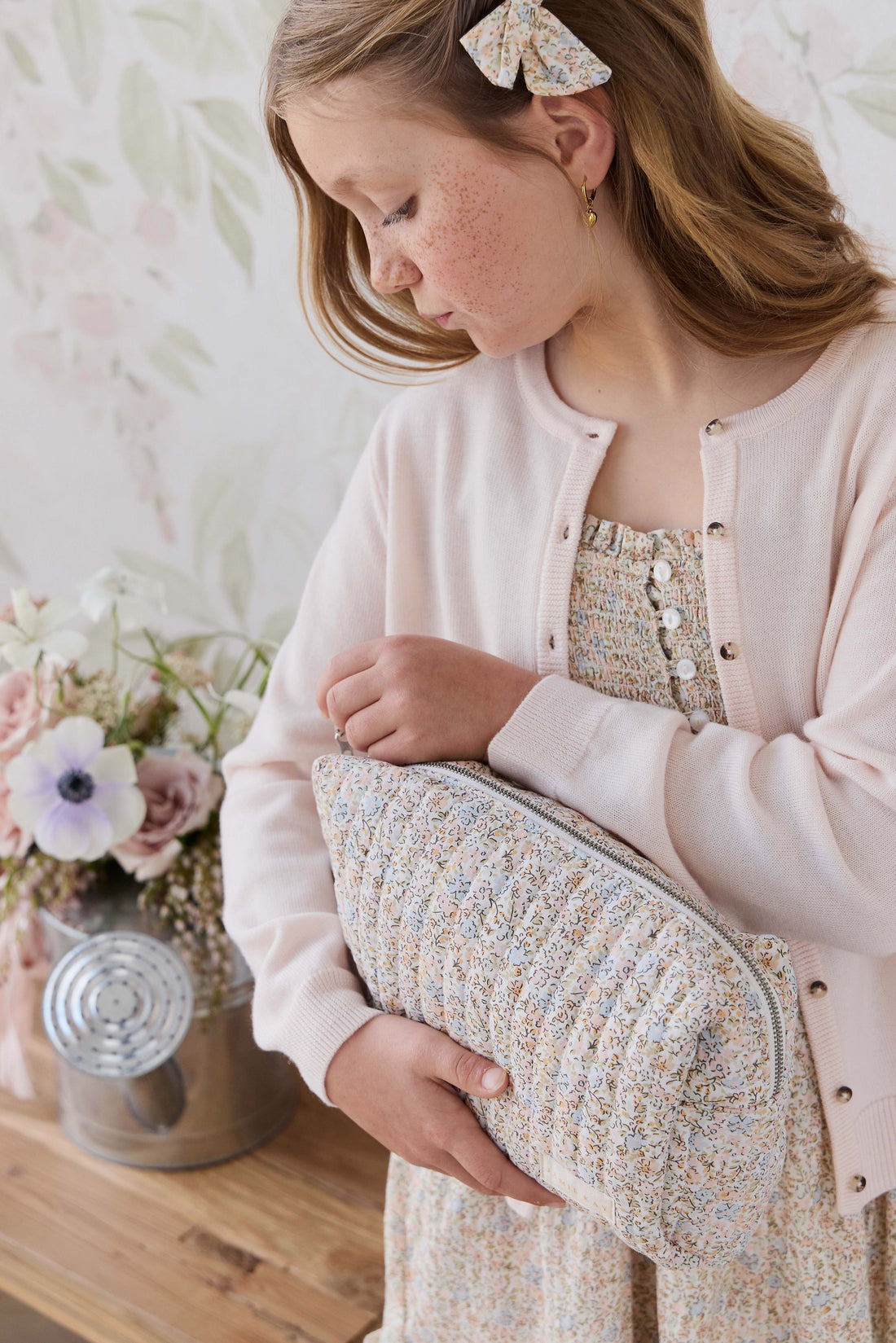 Adelaide Quilted Pouch - Tully Peach Childrens Bag from Jamie Kay NZ