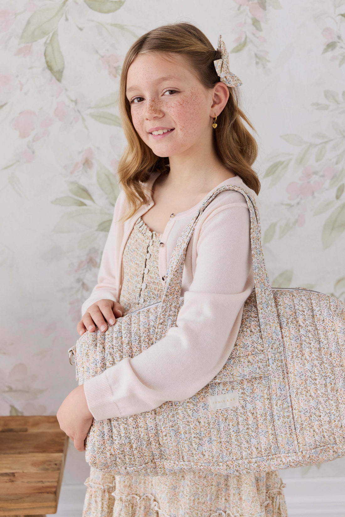 Adelaide Quilted Overnight Bag - Tully Peach Childrens Bag from Jamie Kay NZ