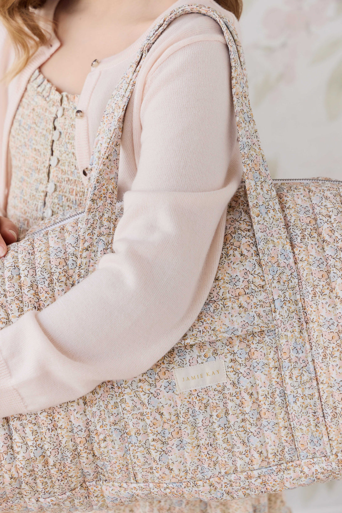 Adelaide Quilted Overnight Bag - Tully Peach Childrens Bag from Jamie Kay NZ